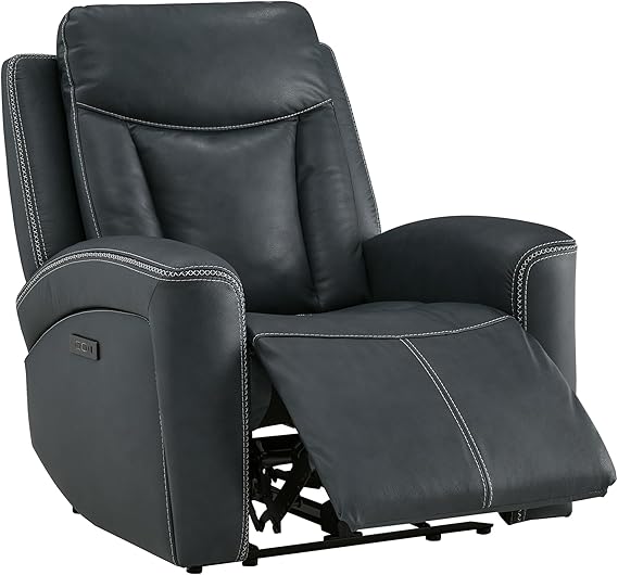 Genuine Leather Power Recliner with Zero Gravity & Adjustable Headrest