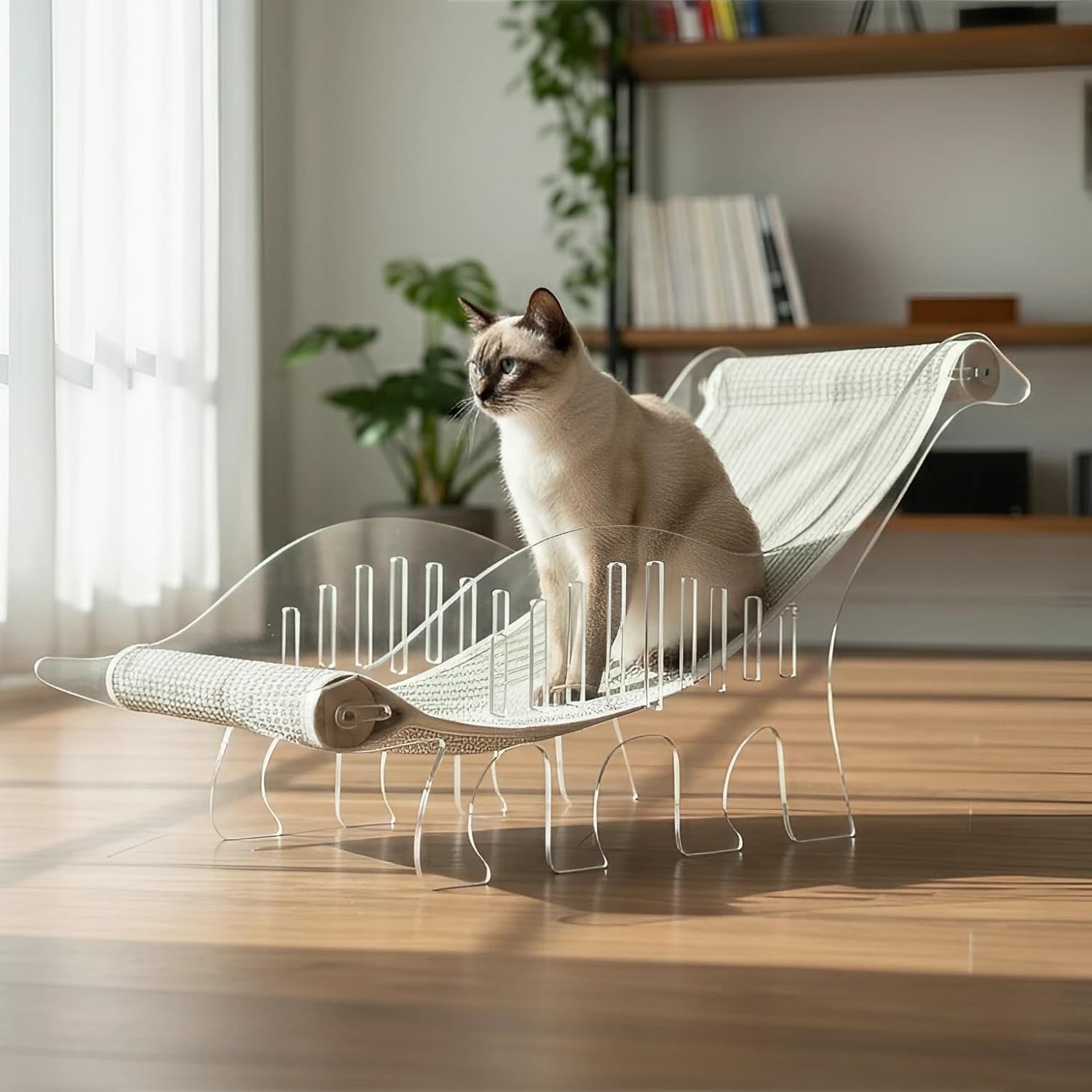 Cat Bedside Table with Acrylic Guardrail
