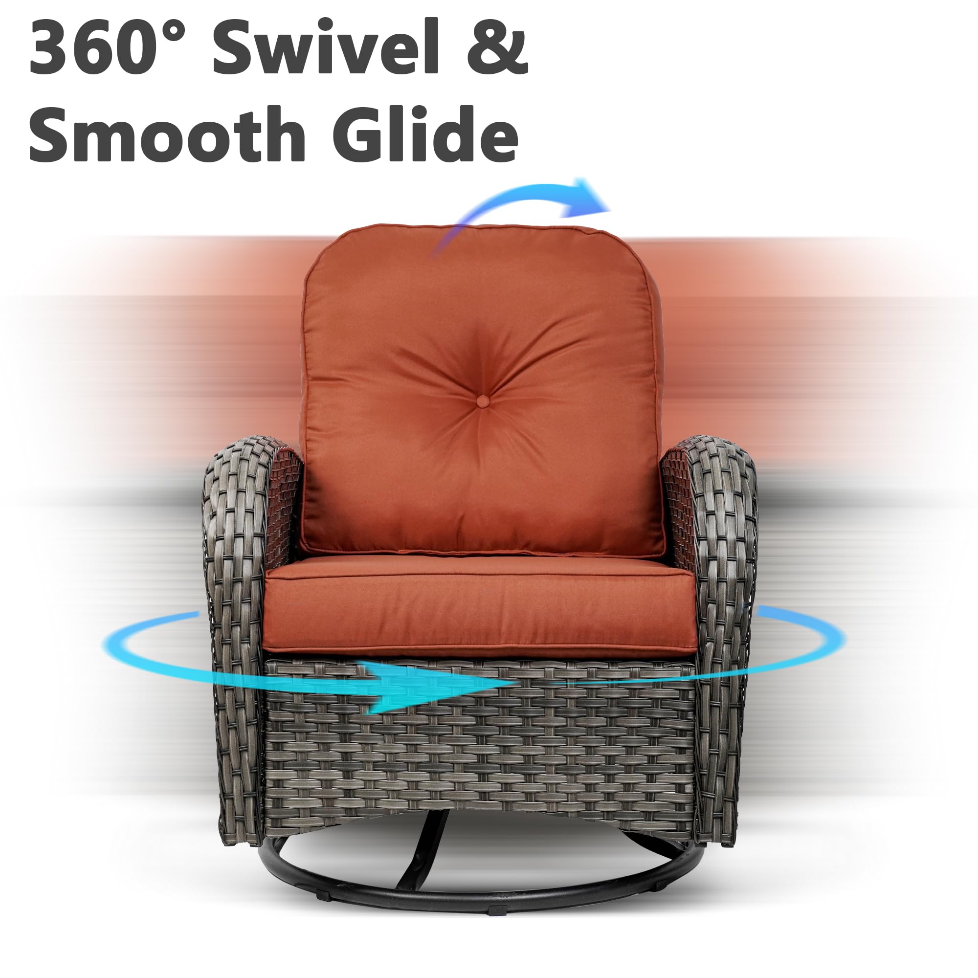360° Swivel Rocker Patio Chairs Set of 2 with Cushions