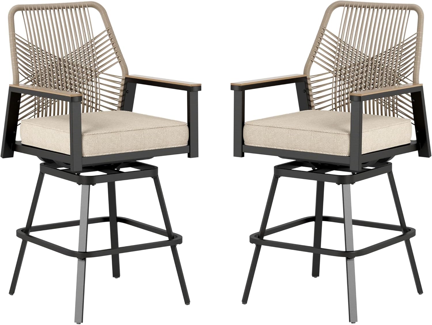 Swivel Bar Stools Set of 4 with Cushions