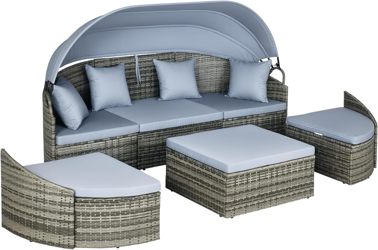 4-Piece Convertible Outdoor Rattan Daybed Set