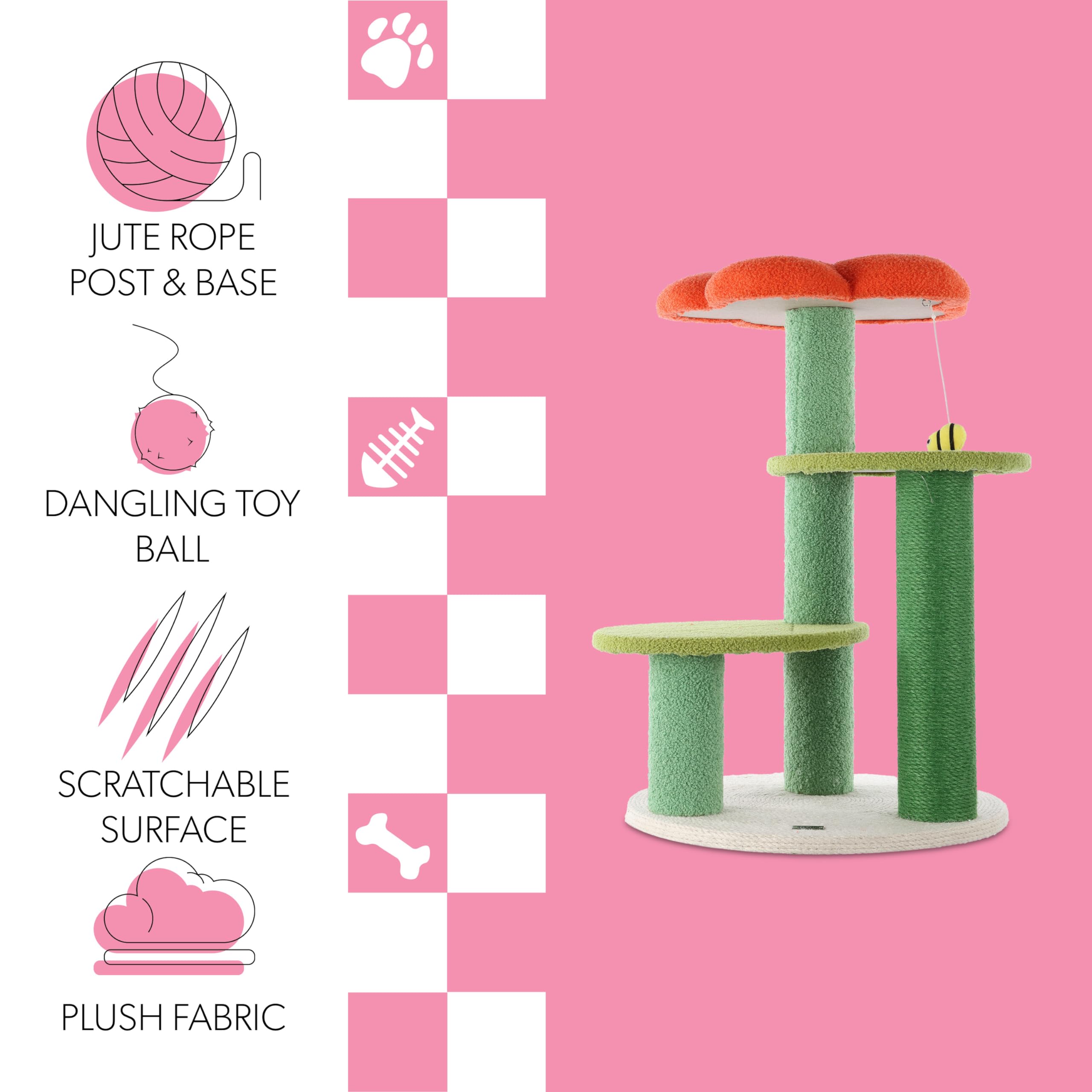 3-Tier Flower Cat Tree with Scratching Posts