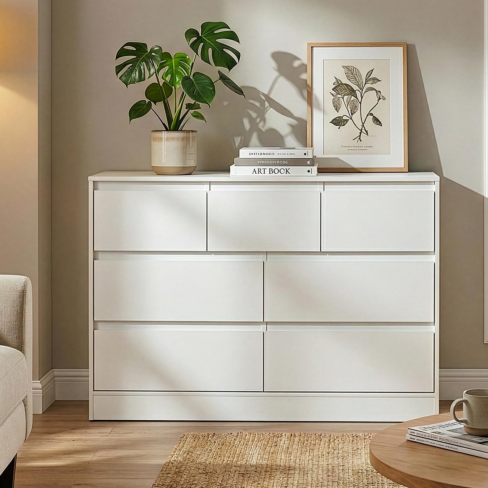 White Dresser 3-Tier 7-Drawer Chest of Drawers
