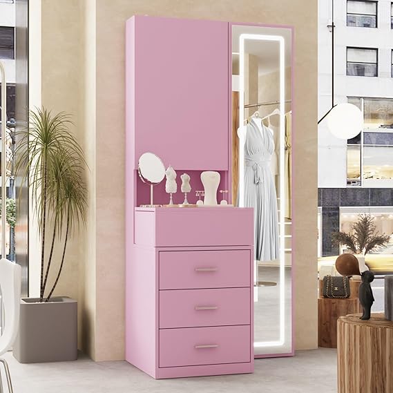 Vanity Desk with Mirror and Lights