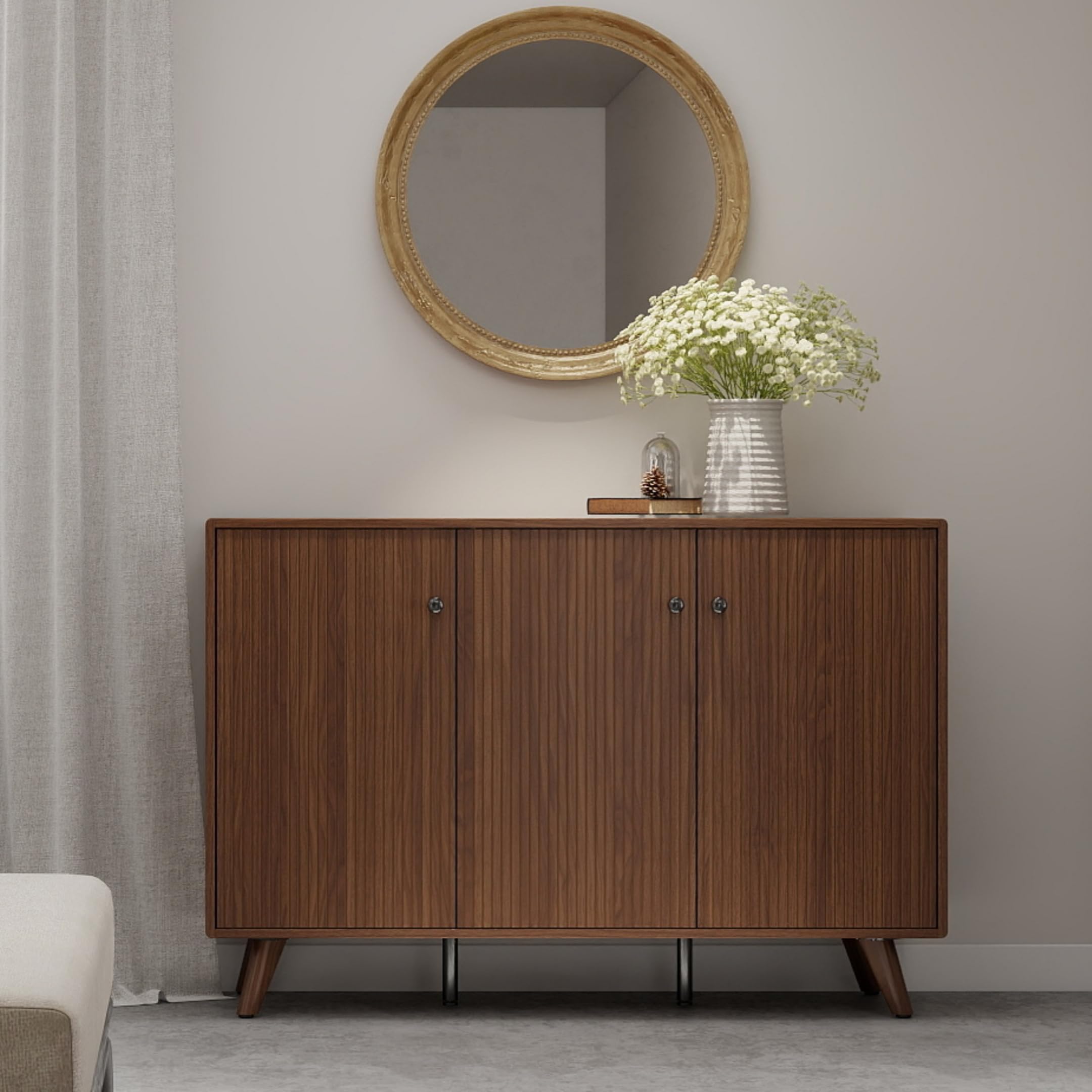 Fluted Buffet Sideboard Cabinet with Storage