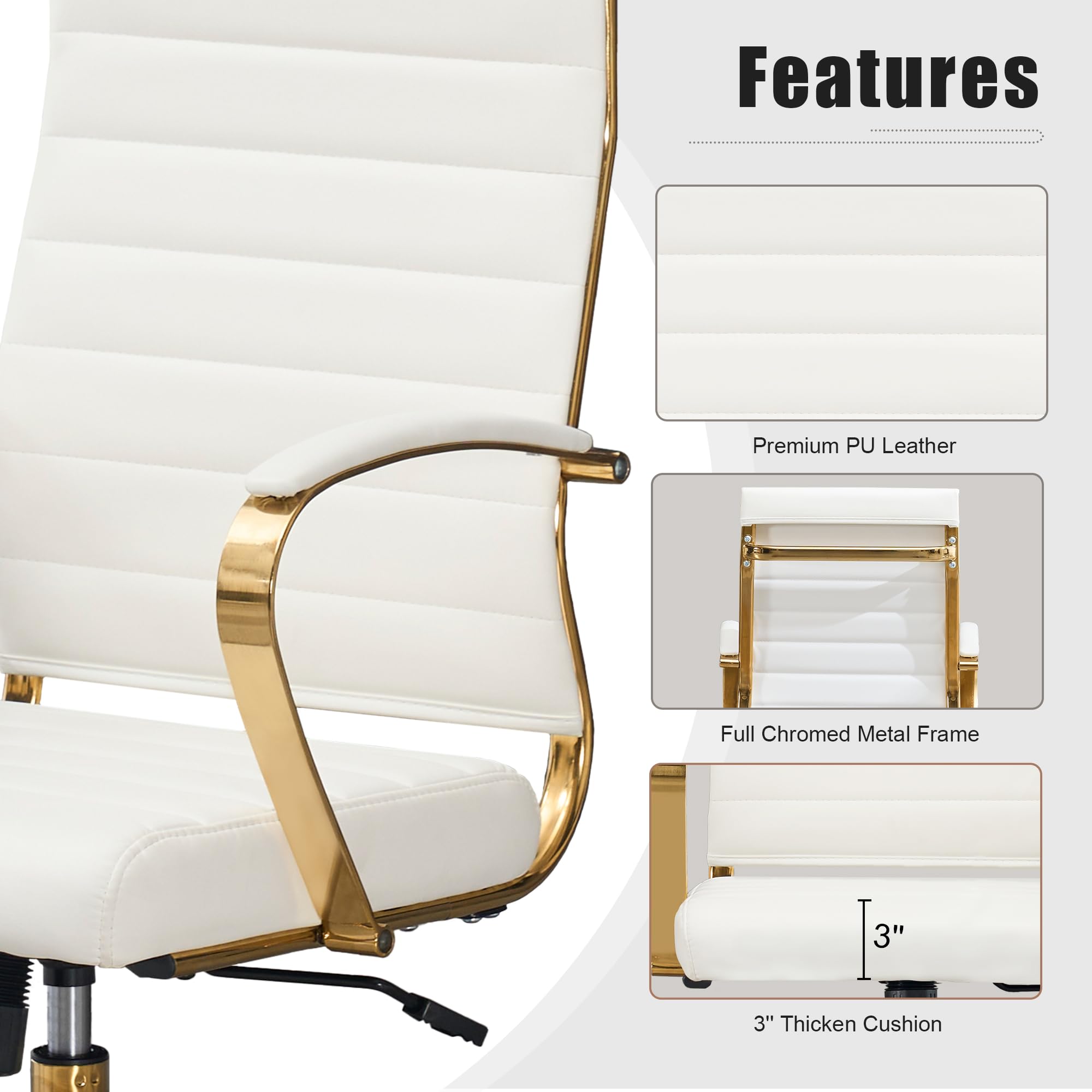 Ergonomic Gold Office Chair with Adjustable Height