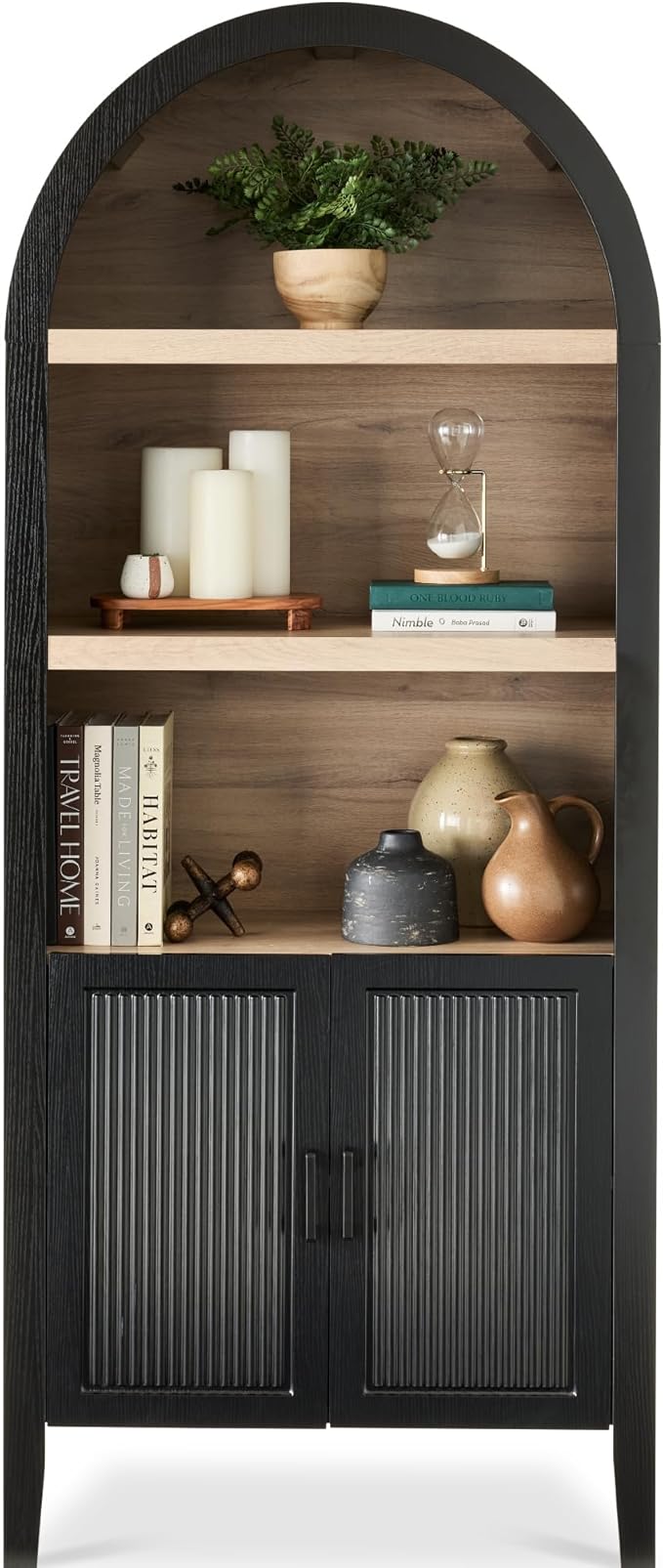 72-Inch Tall Arched Pantry Cabinet with Adjustable Shelves