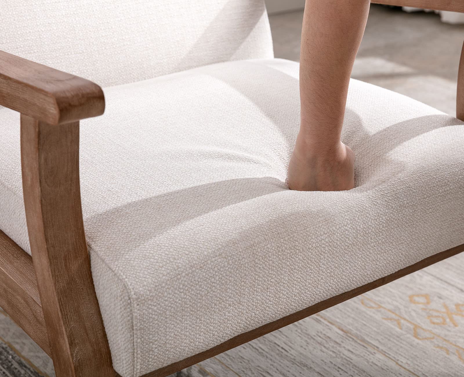 Mid Century Accent Chair with Upholstered Seat