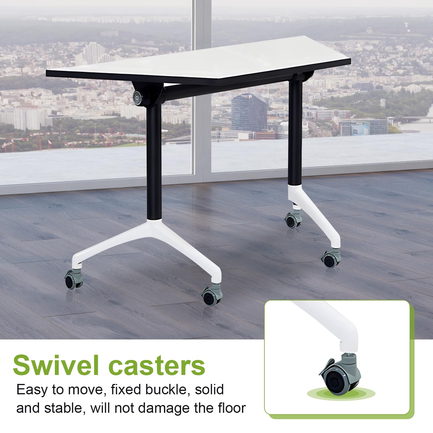 Folding Trapezoidal Conference Tables with Wheels - 8 Pack