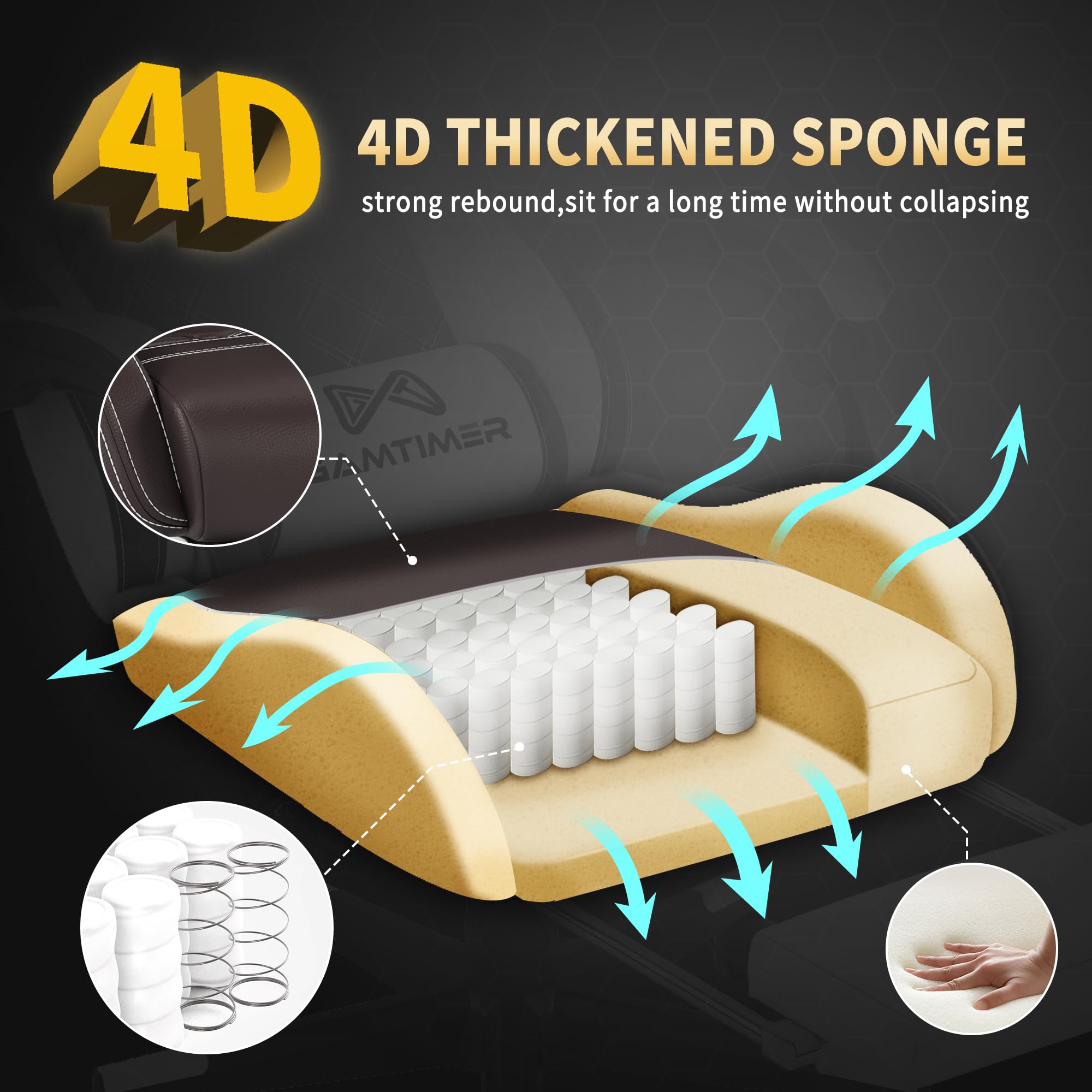 Gaming Chair with Footrest and Lumbar Support