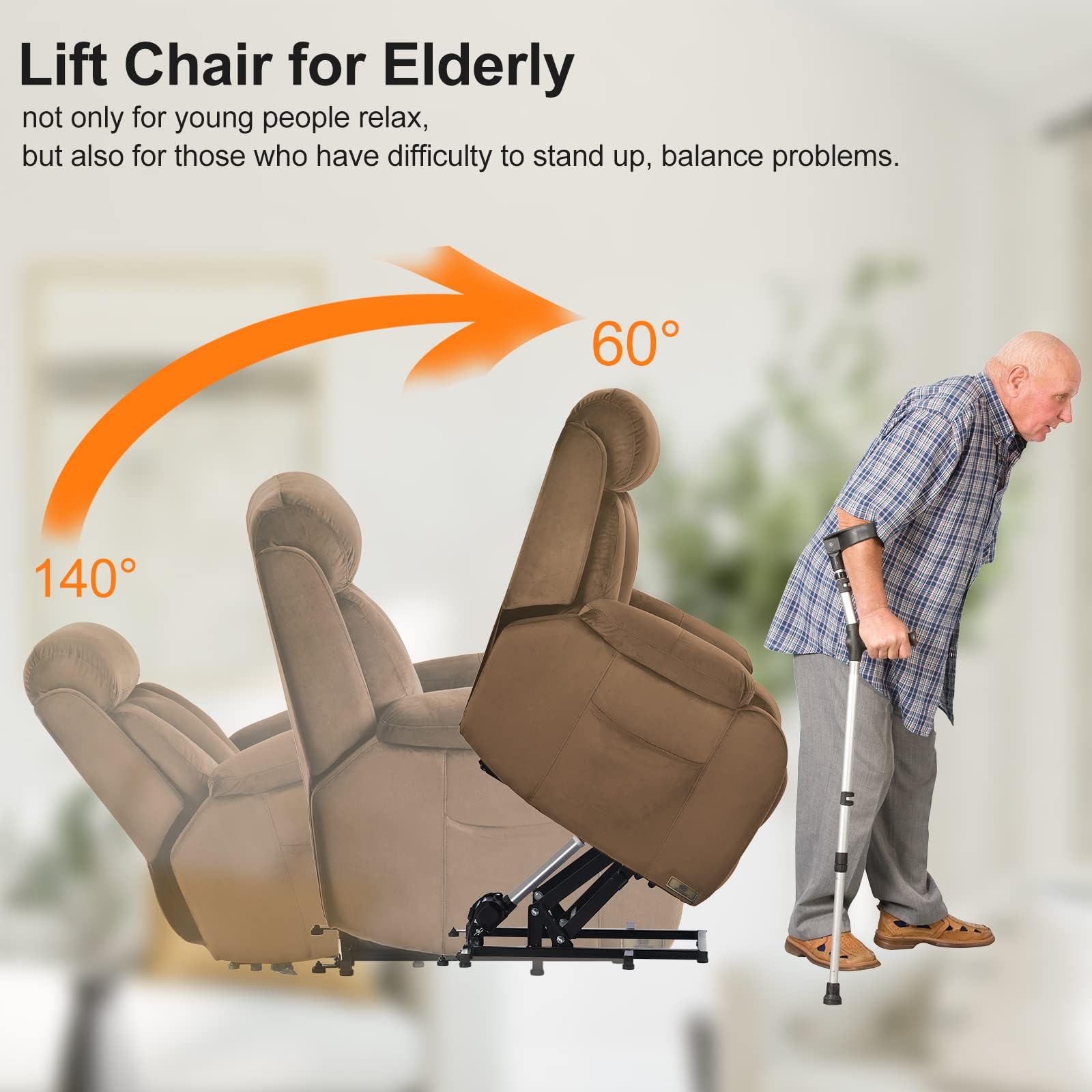 Electric Power Lift Recliner Chair with Massage and Heating