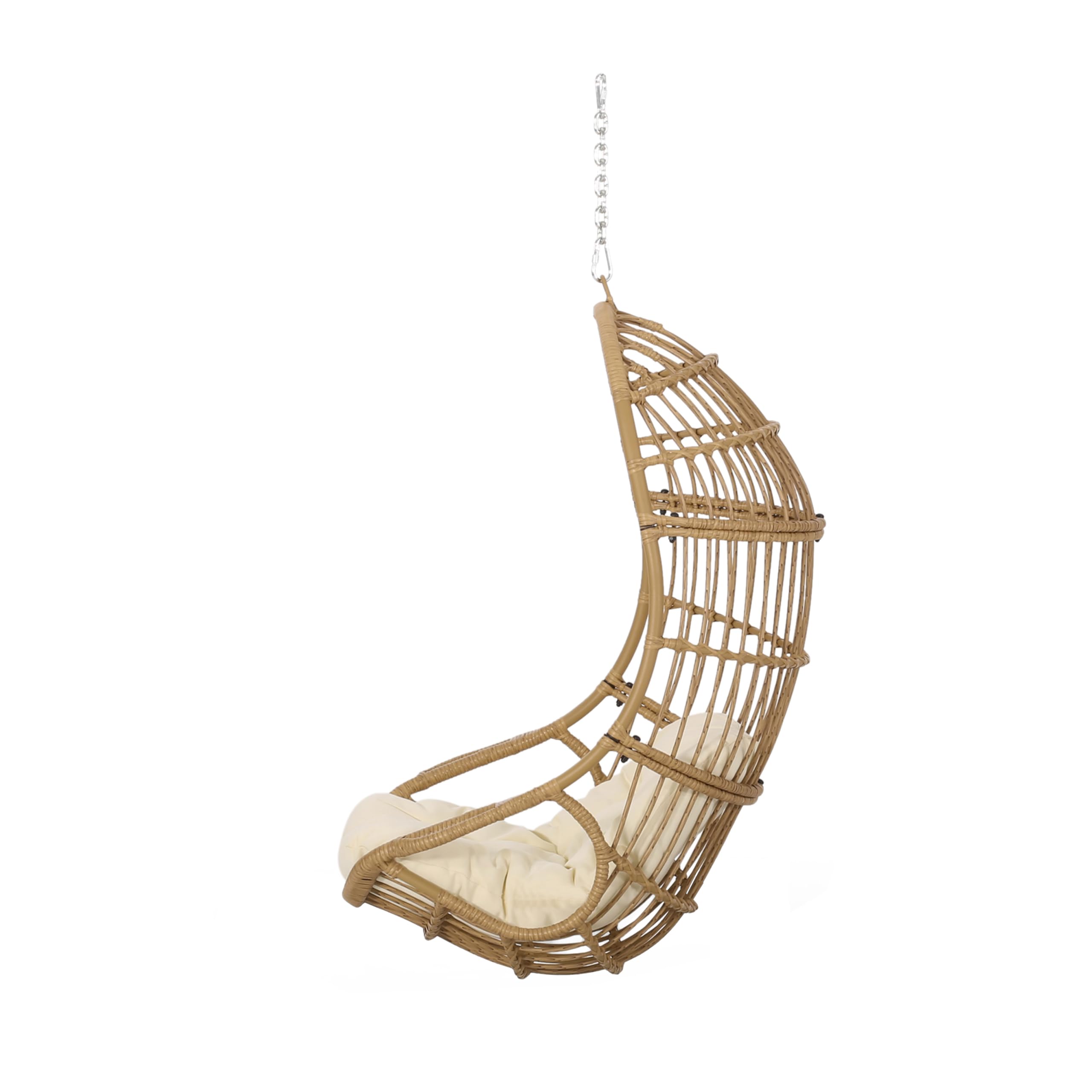 Wicker Basket Hanging Chair with Cushion