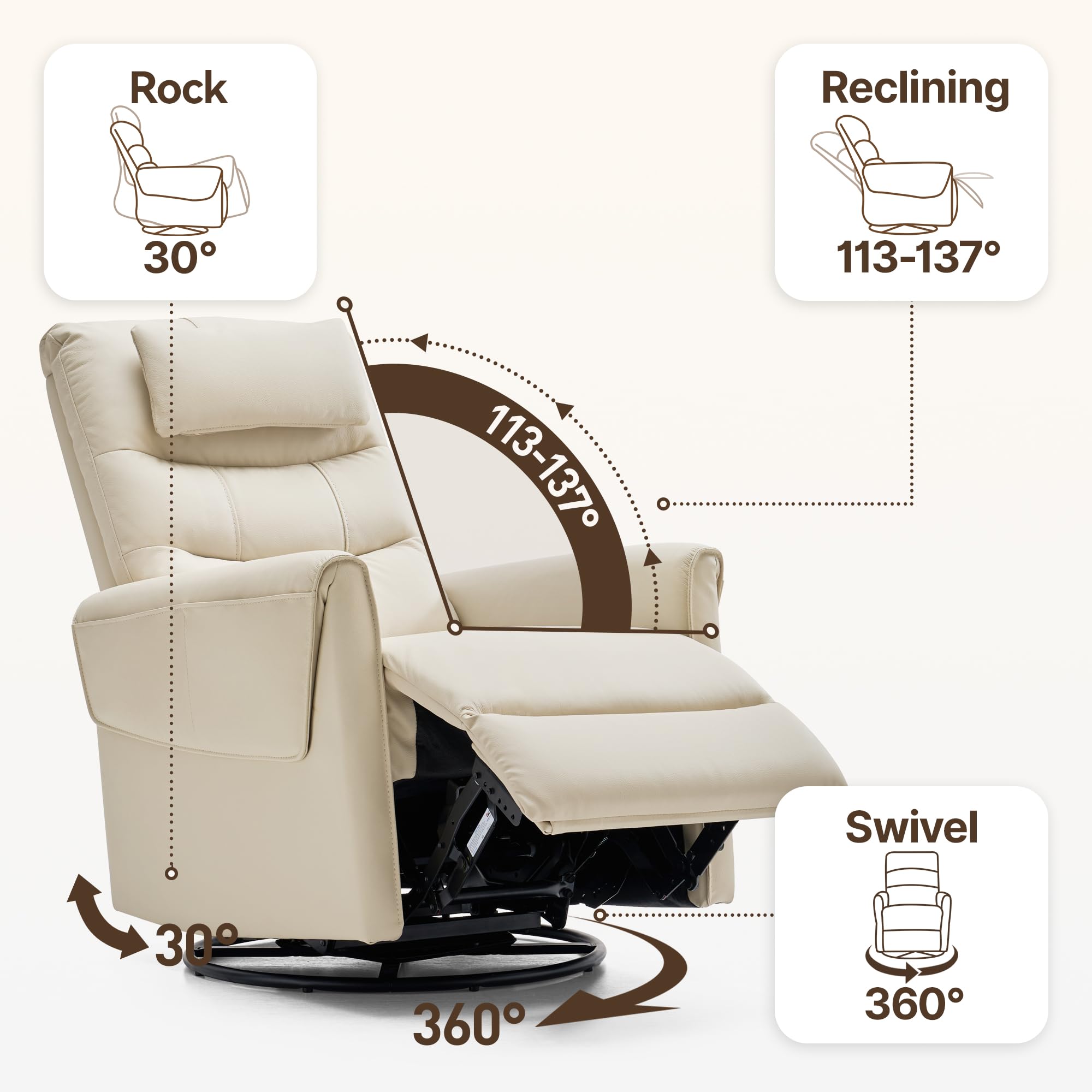 Leather Recliner Chair with Adjustable Headrest