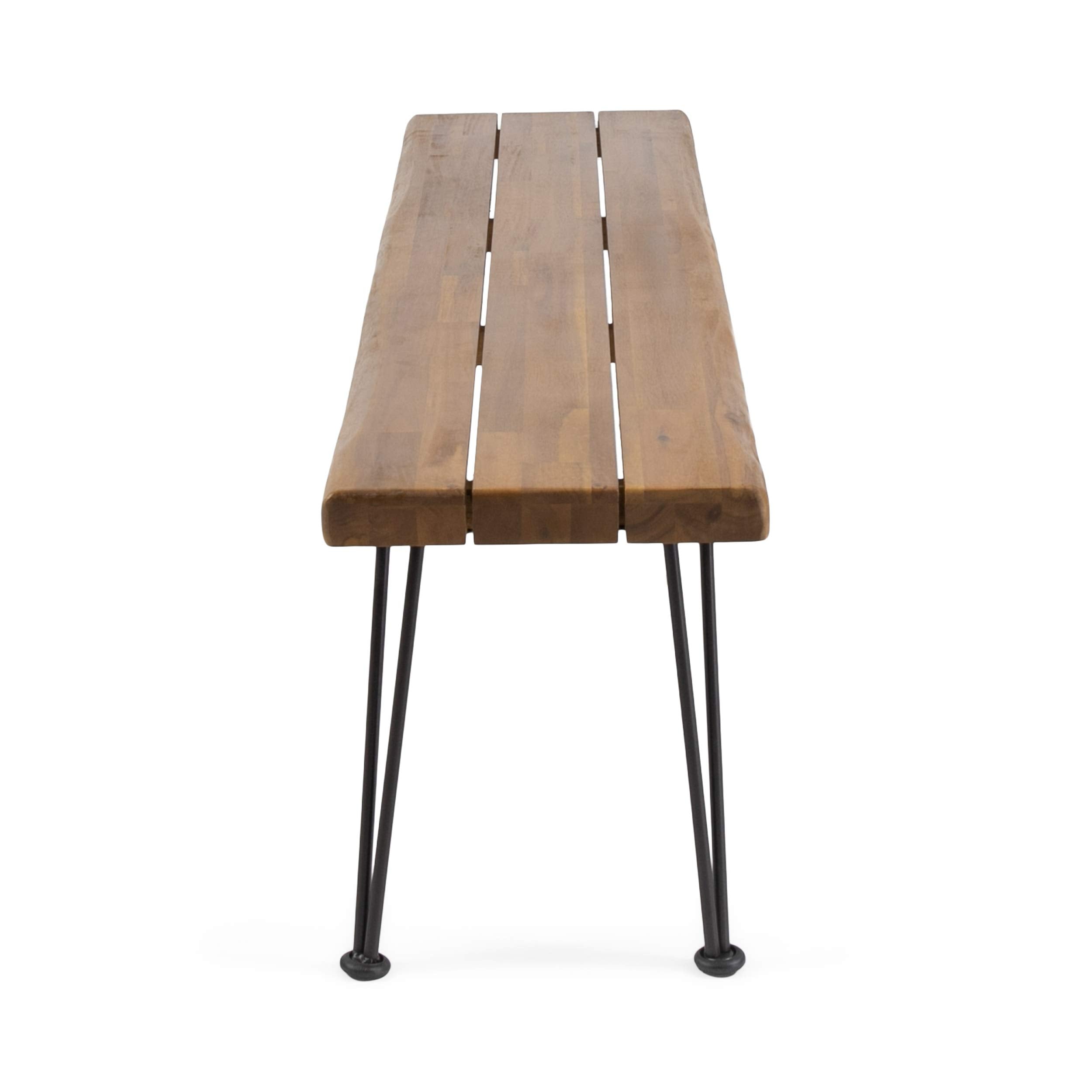 Outdoor Acacia Wood Bench with Hairpin Legs
