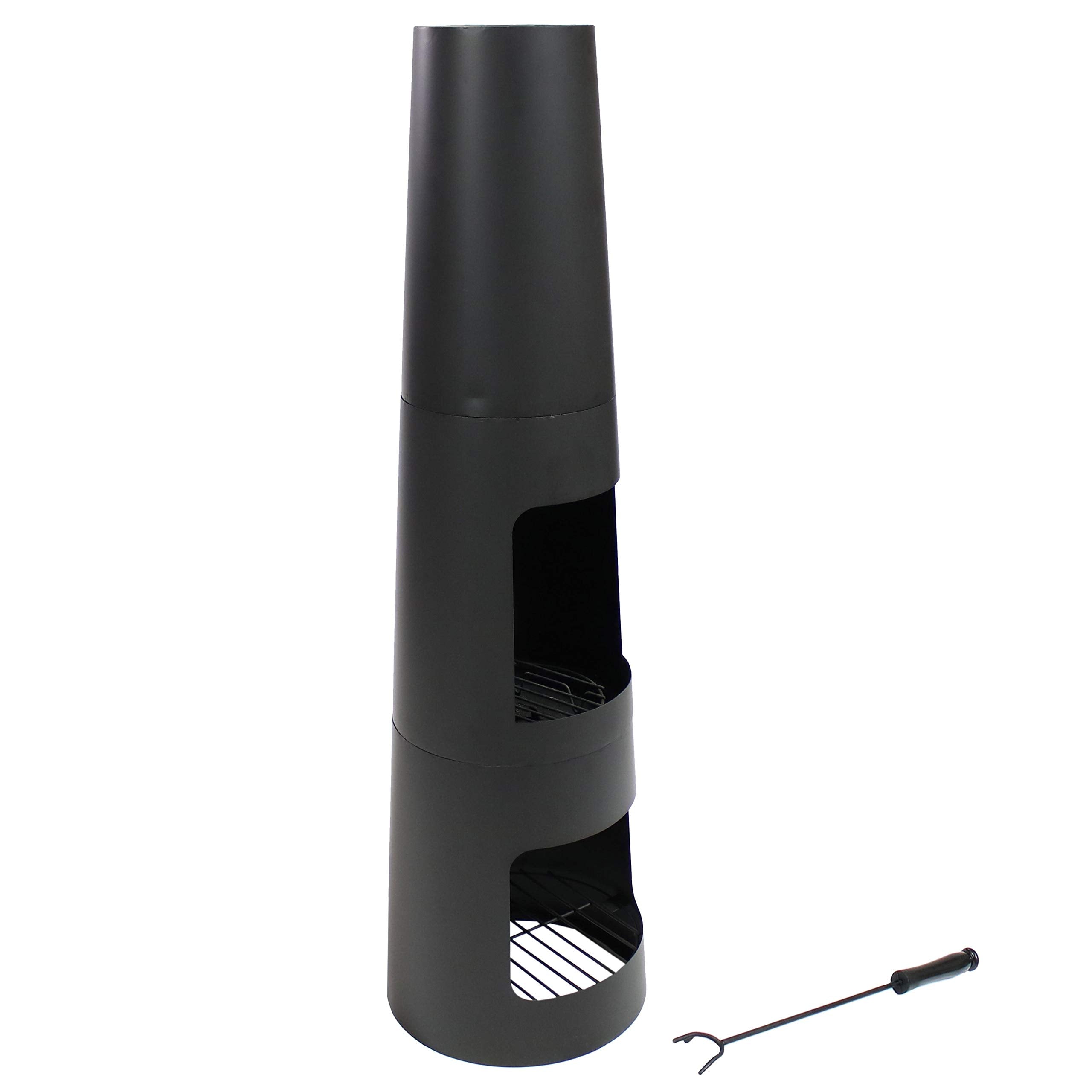 Chiminea Outdoor Fireplace with Poker and Cover