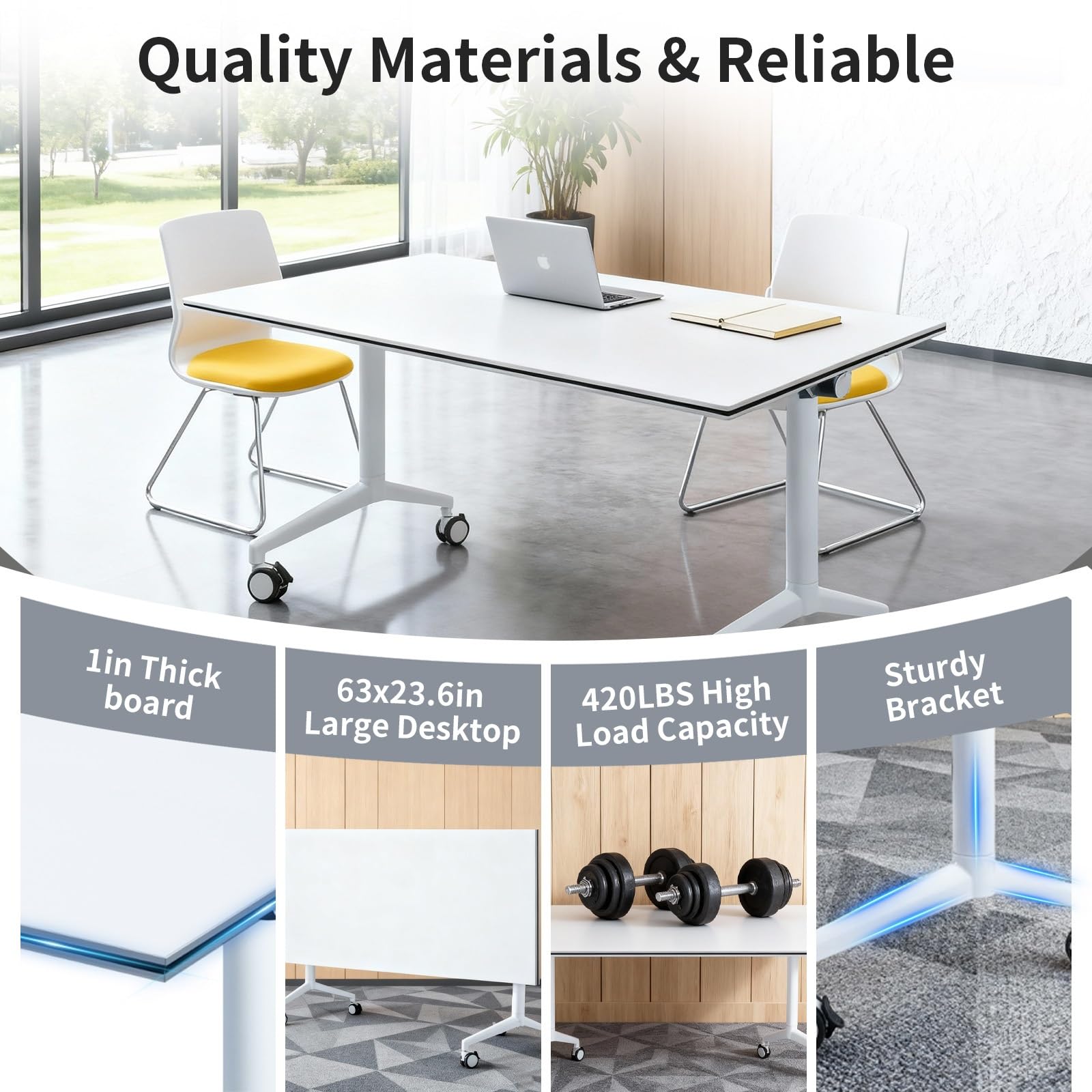 10.5ft Folding Conference Table with Wheels for 8 People