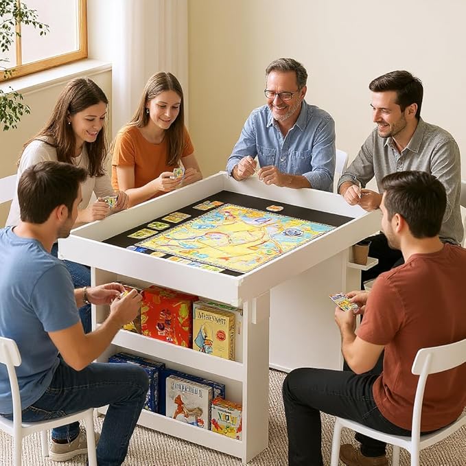 Gaming Dining Table with Removable Top & PU Leather Mat