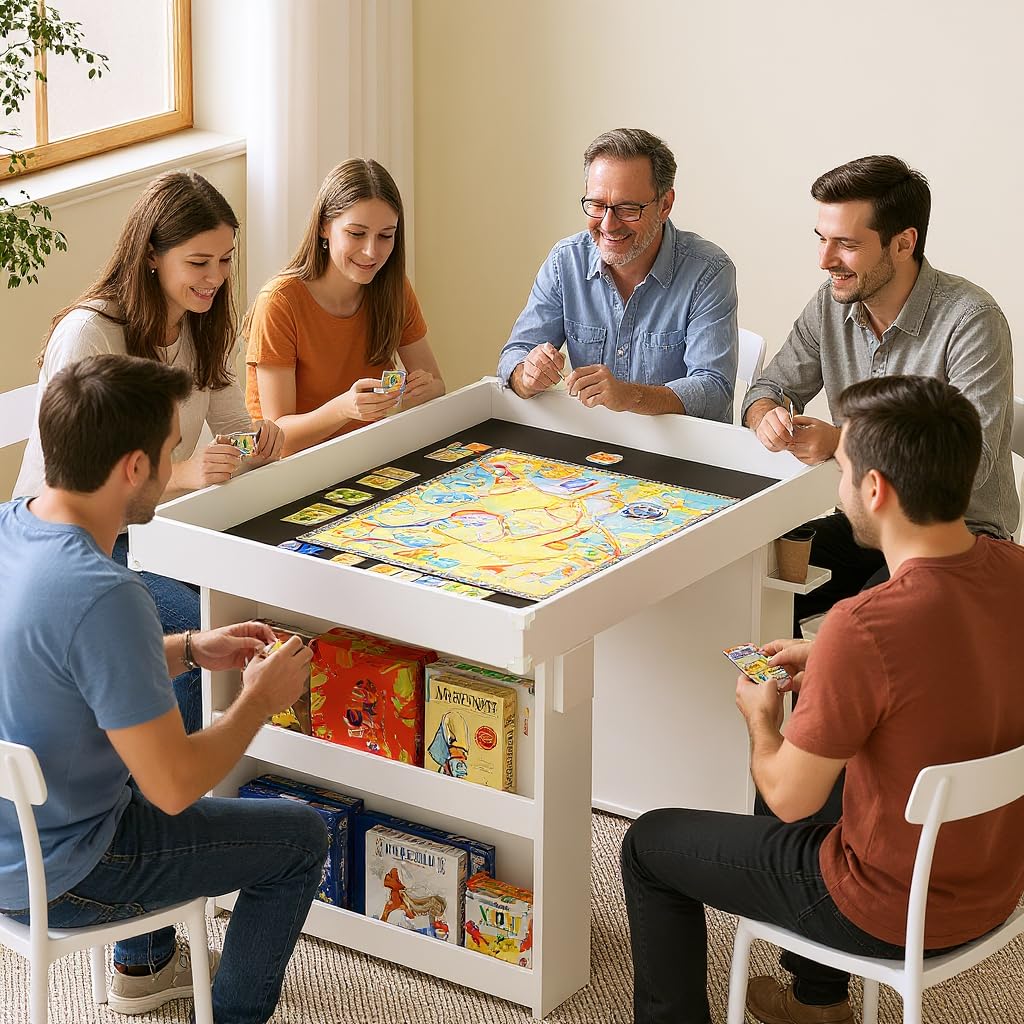 Gaming Dining Table with Removable Top & PU Leather Mat