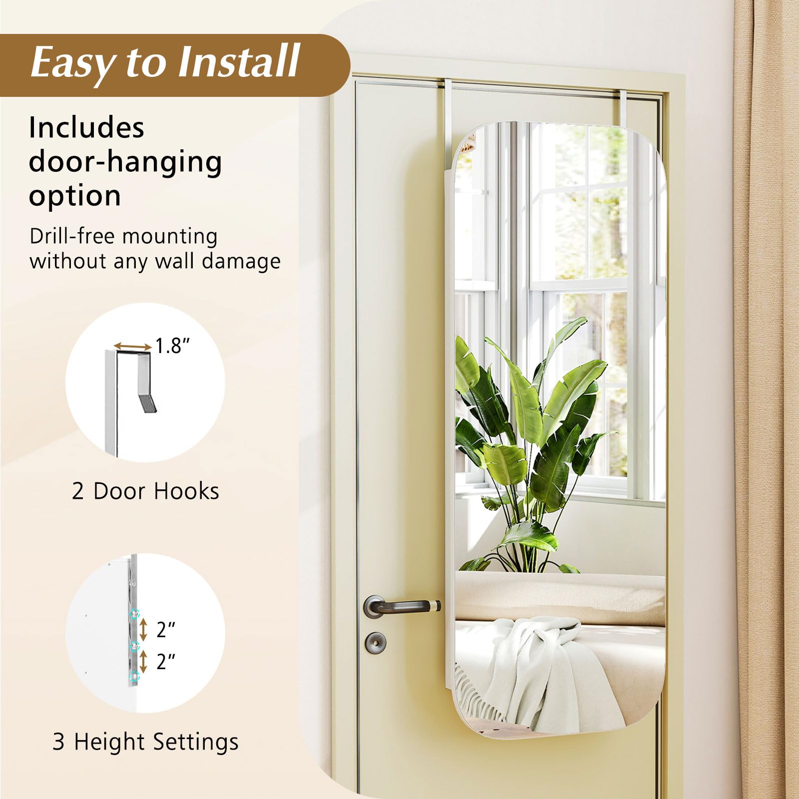 Wall Mounted Jewelry Armoire with Full Length Mirror
