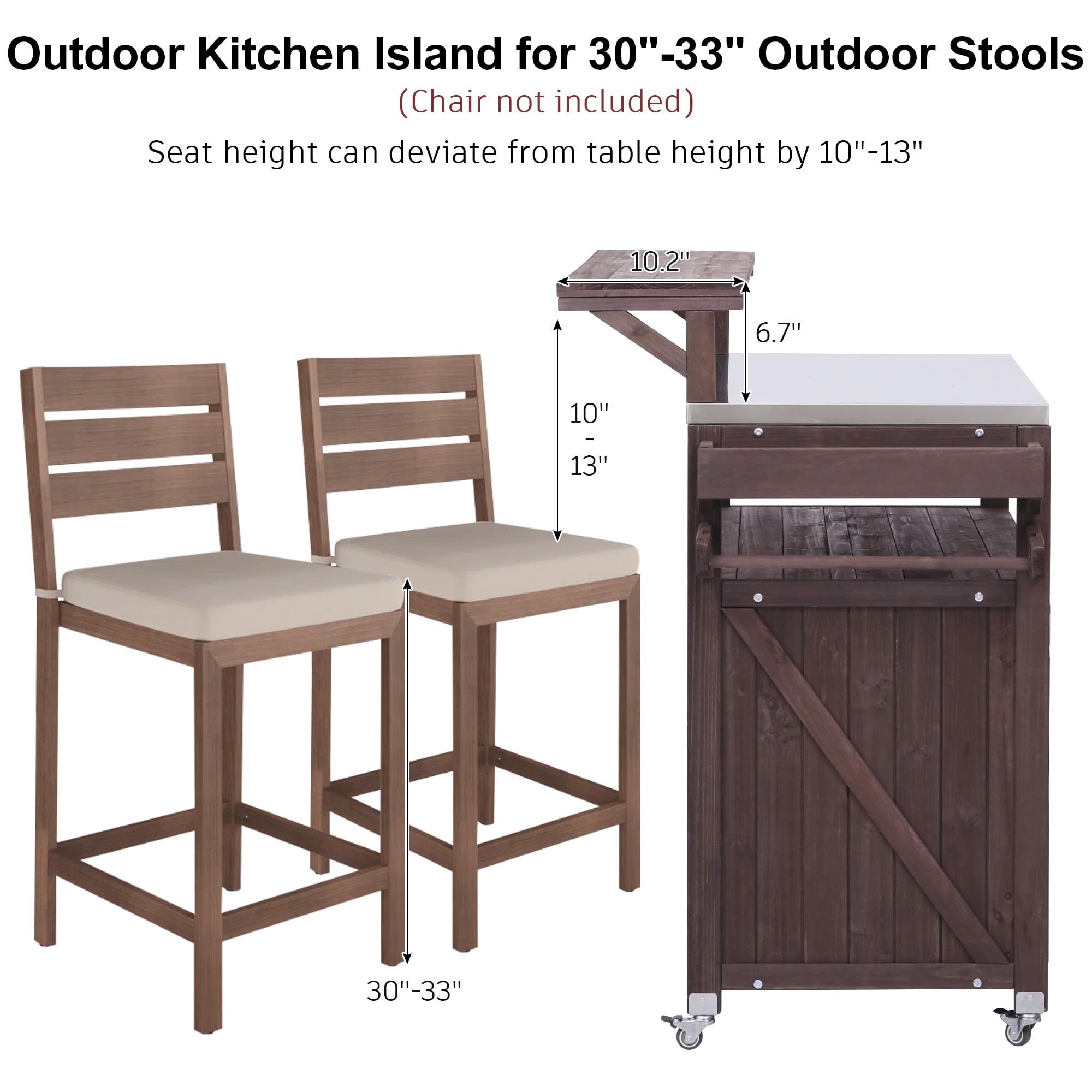 Outdoor Kitchen Island with Raised Shelf