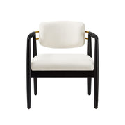 Modern Ivory Accent Chair with Wooden Frame