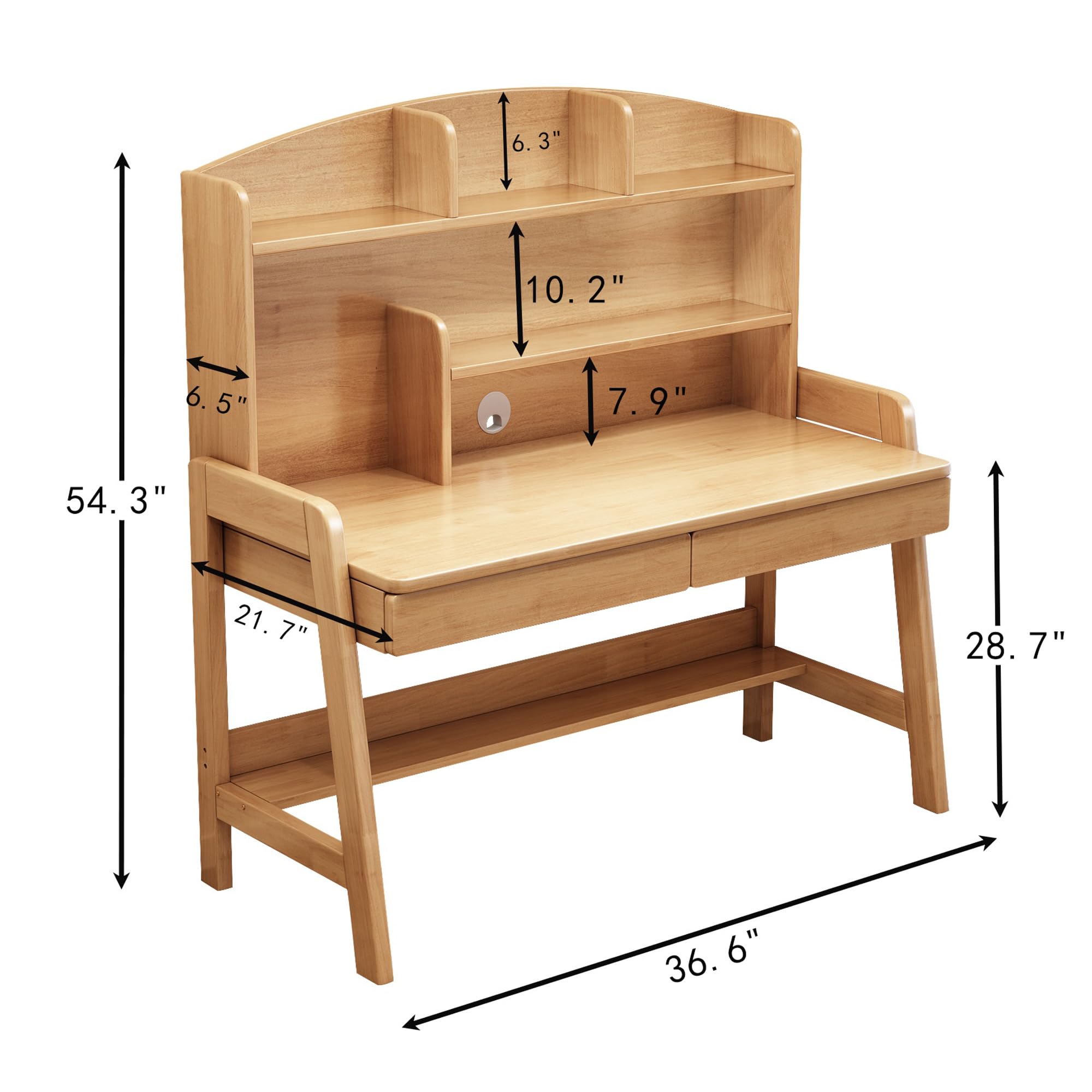 Kids Wooden Study Desk with Bookshelf and Two Drawers