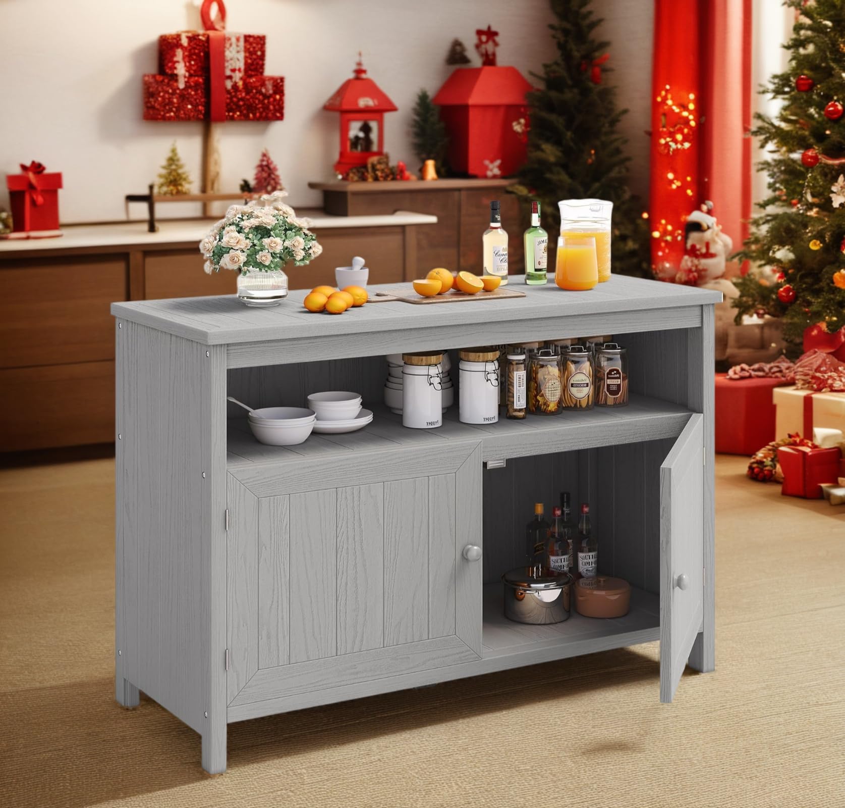 Outdoor Sideboard Storage Cabinet with Shelves