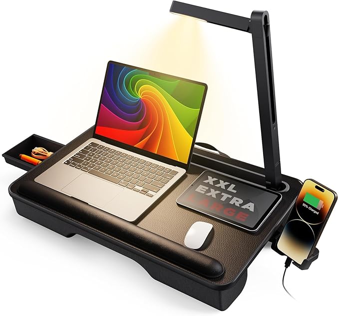 Lap Desk with LED Light and Cushion for 17" Laptops