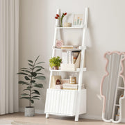 Four-Layer Ladder Bookshelf with Storage Cabinet