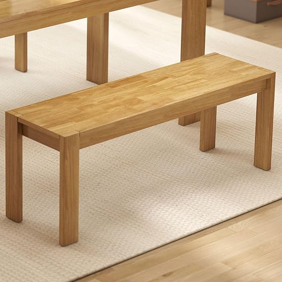 Solid Wood Dining Bench 47.25" Walnut Farmhouse Entryway Bench