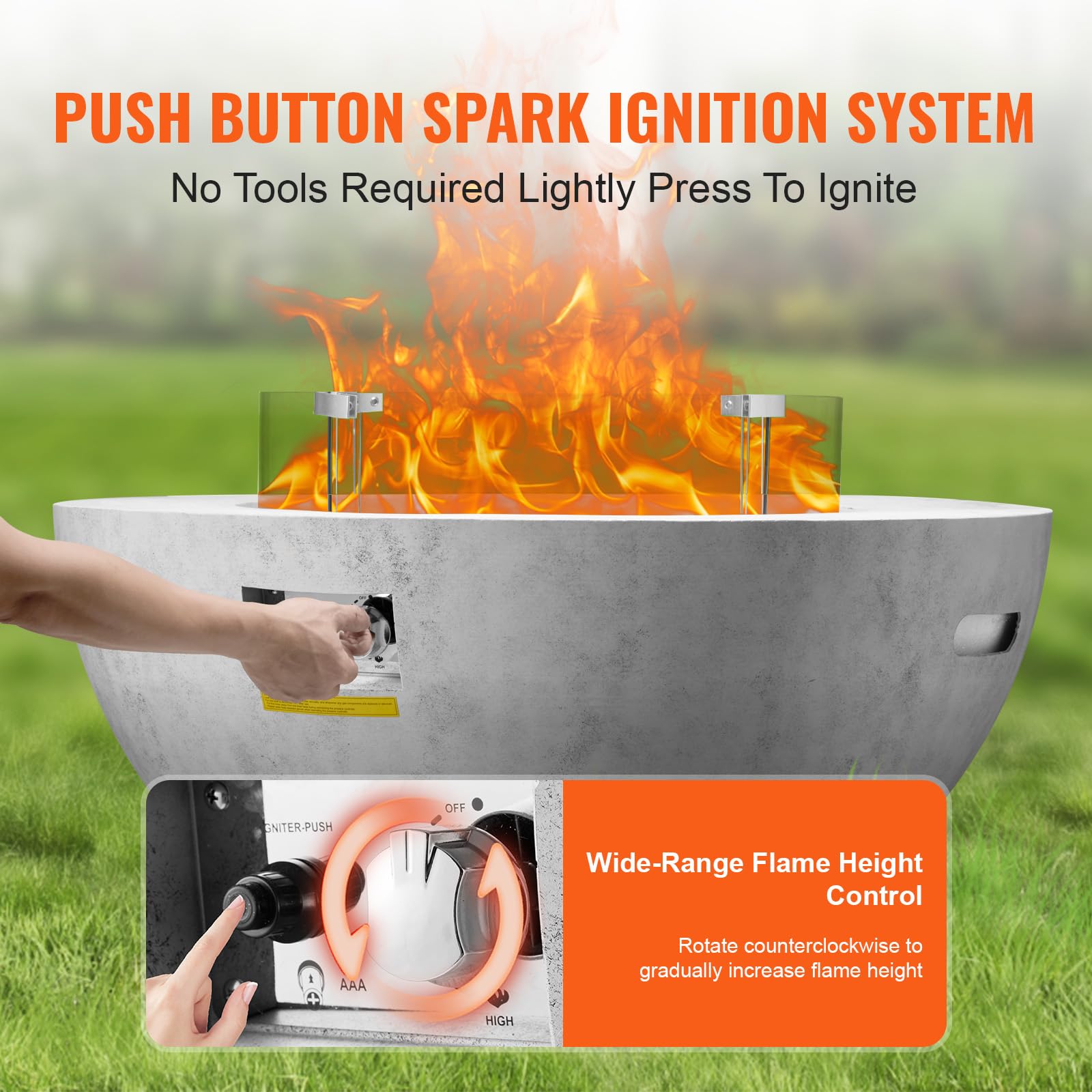 39-Inch Propane Fire Pit with Lava Rocks and Rain Cover