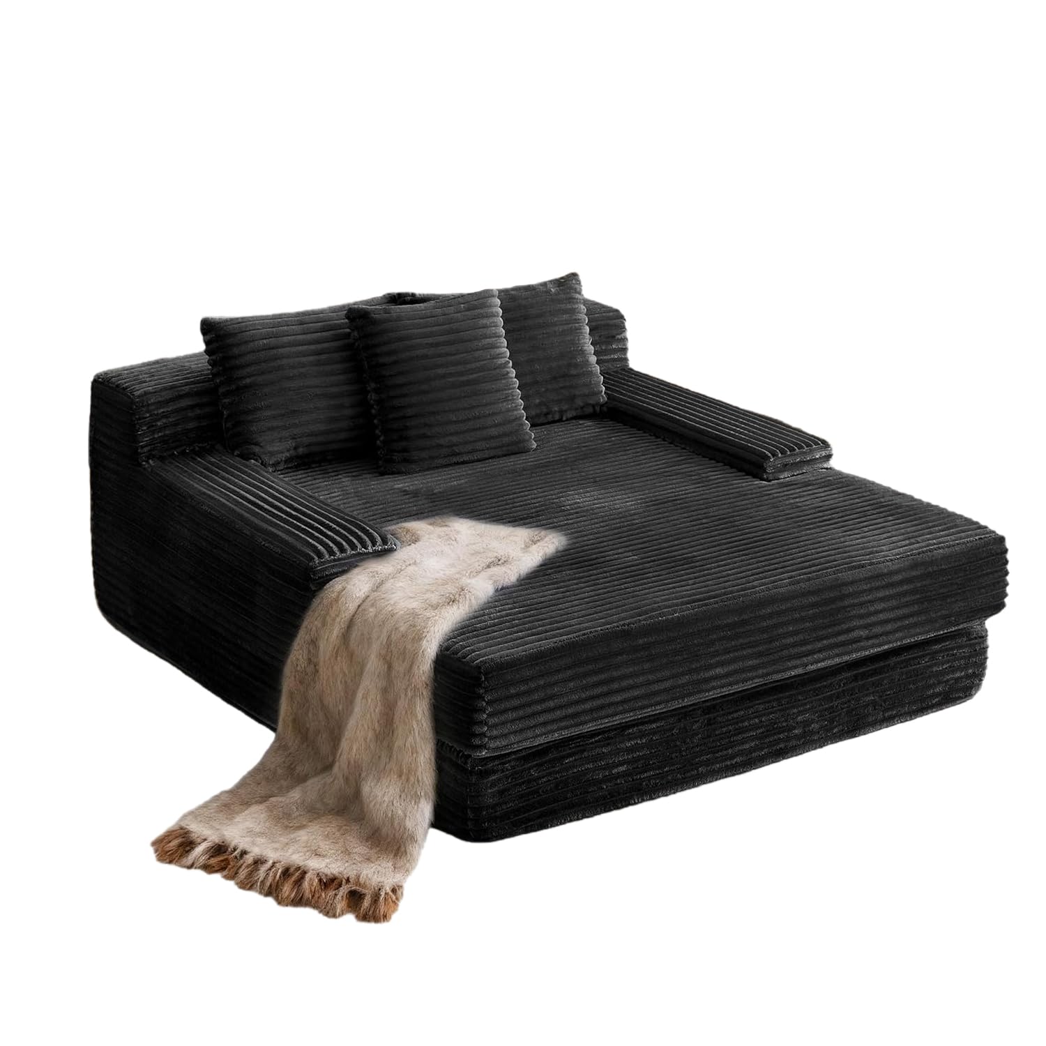 67" Oversized Chaise Lounge with Corduroy Upholstery