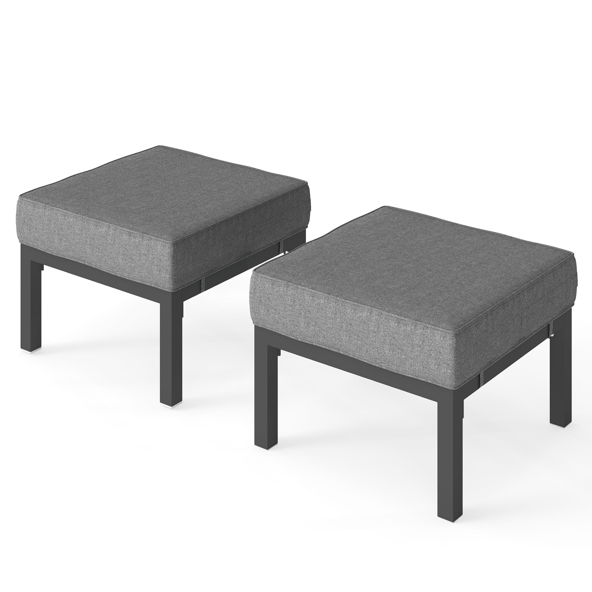 Outdoor Patio Ottoman Set of 2 with Cushions