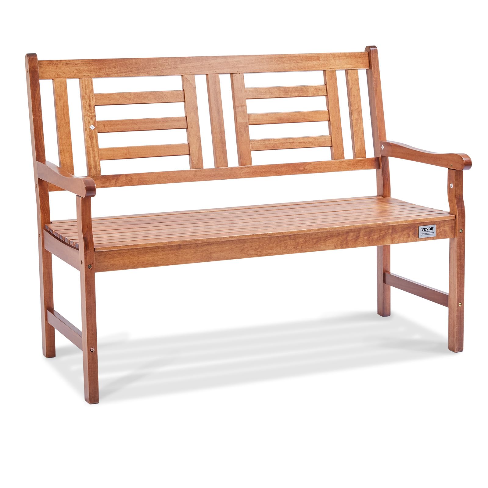48-Inch Wood Outdoor Garden Bench with Backrest and Armrests