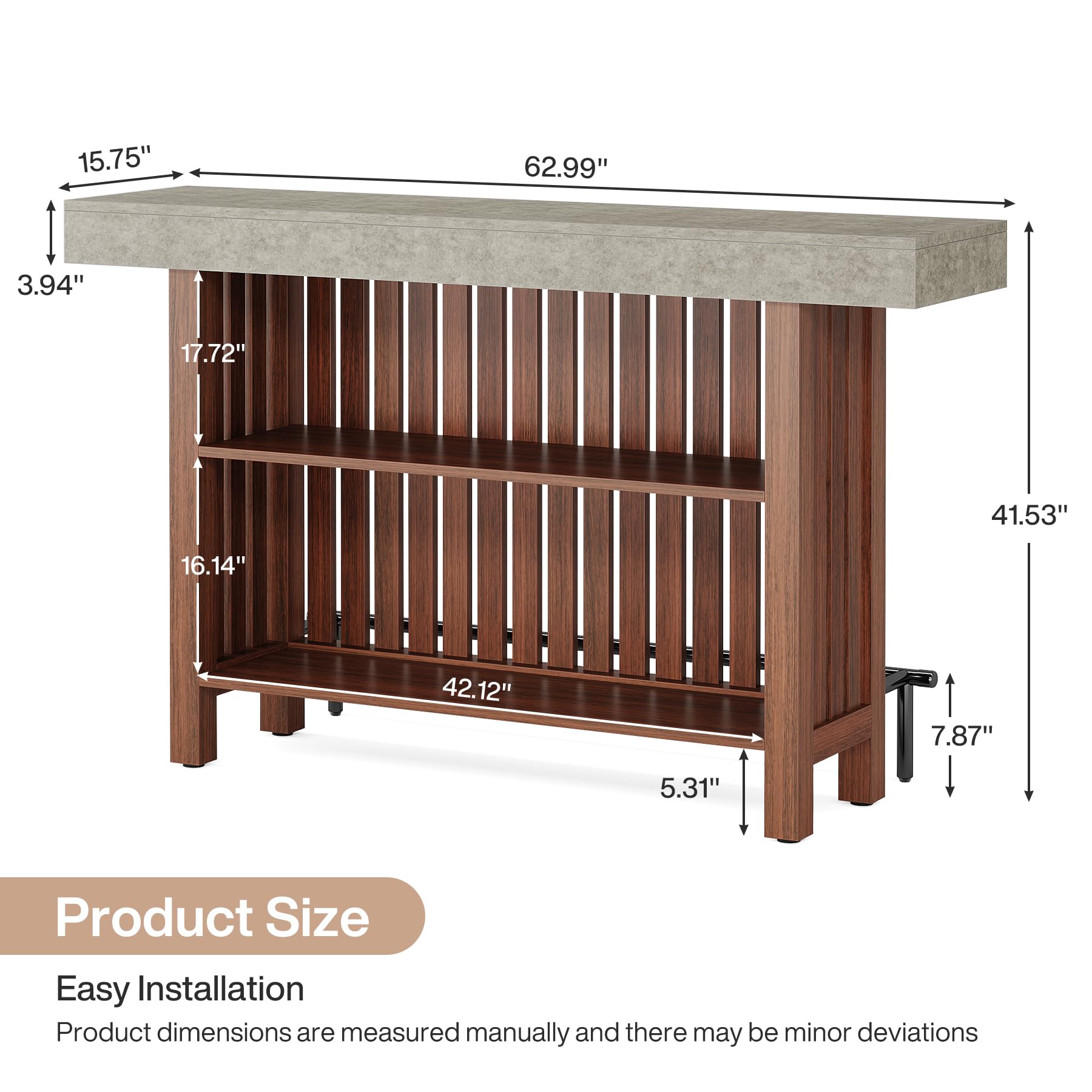 2-Tier Bar Table with Storage and Footrest