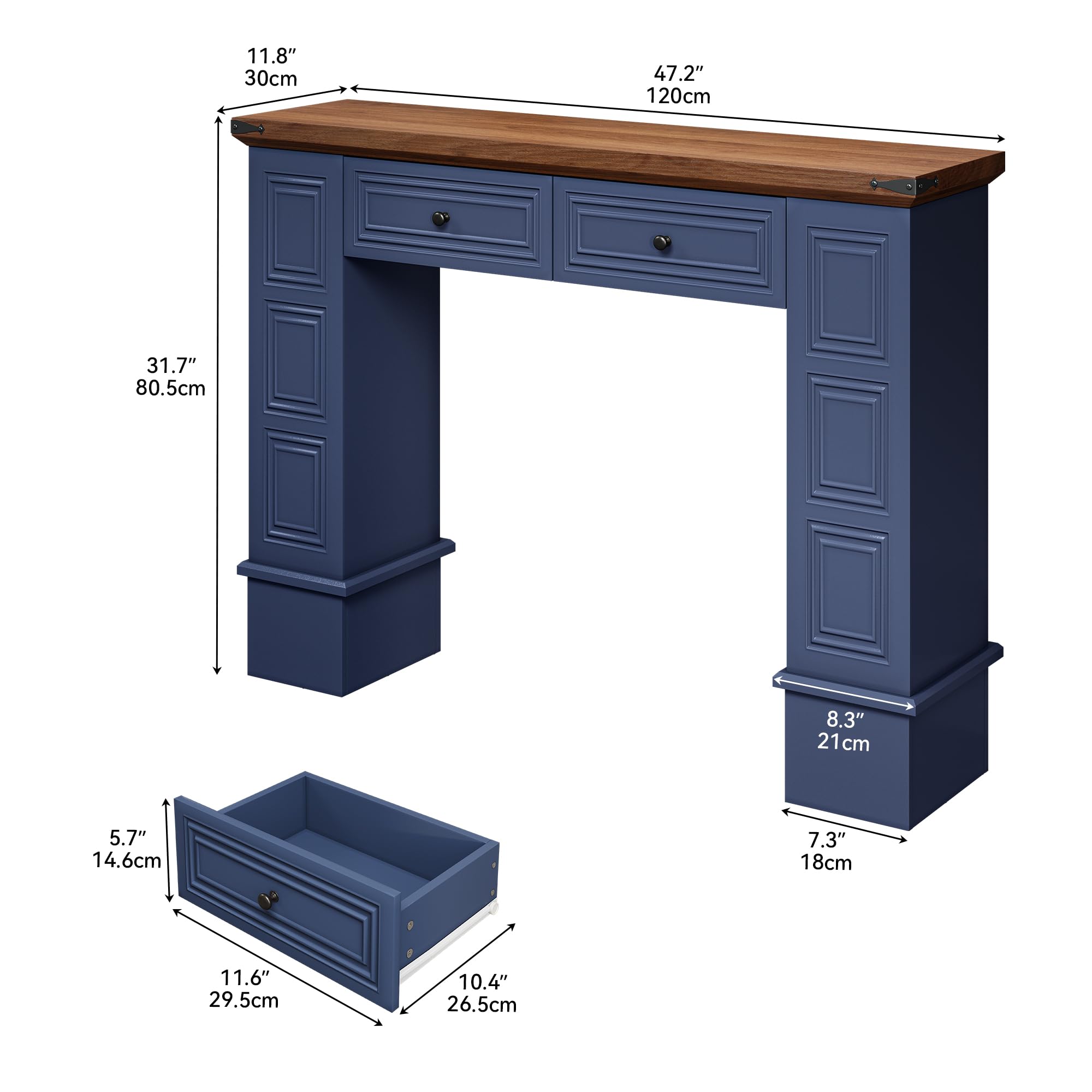 Farmhouse Console Table with Storage