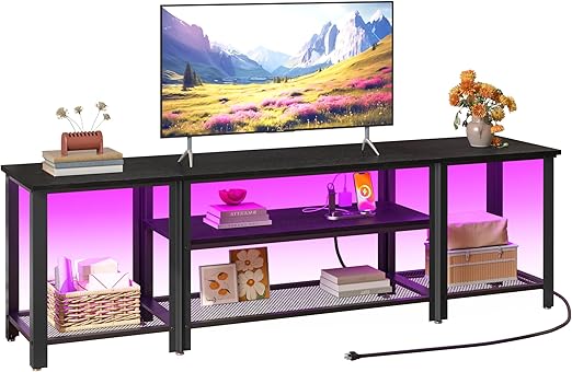 Industrial TV Stand with RGB LED Lights