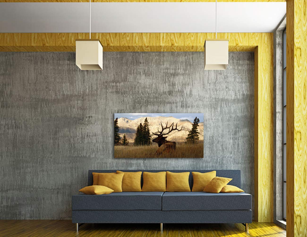 Wildlife Animal Painting Deer Elk Wall Art Canvas
