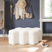 Modern Boucle Upholstered Entryway Bench with Wooden Frame
