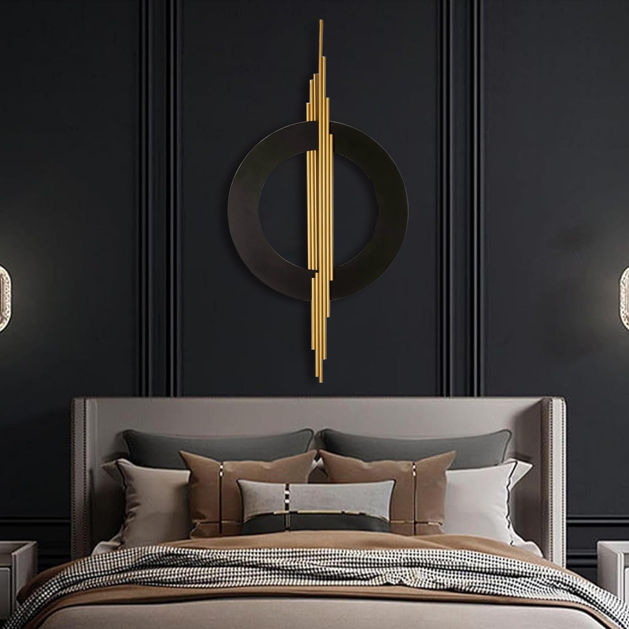 Large Black and Gold Metal Art 3D Wall Decor