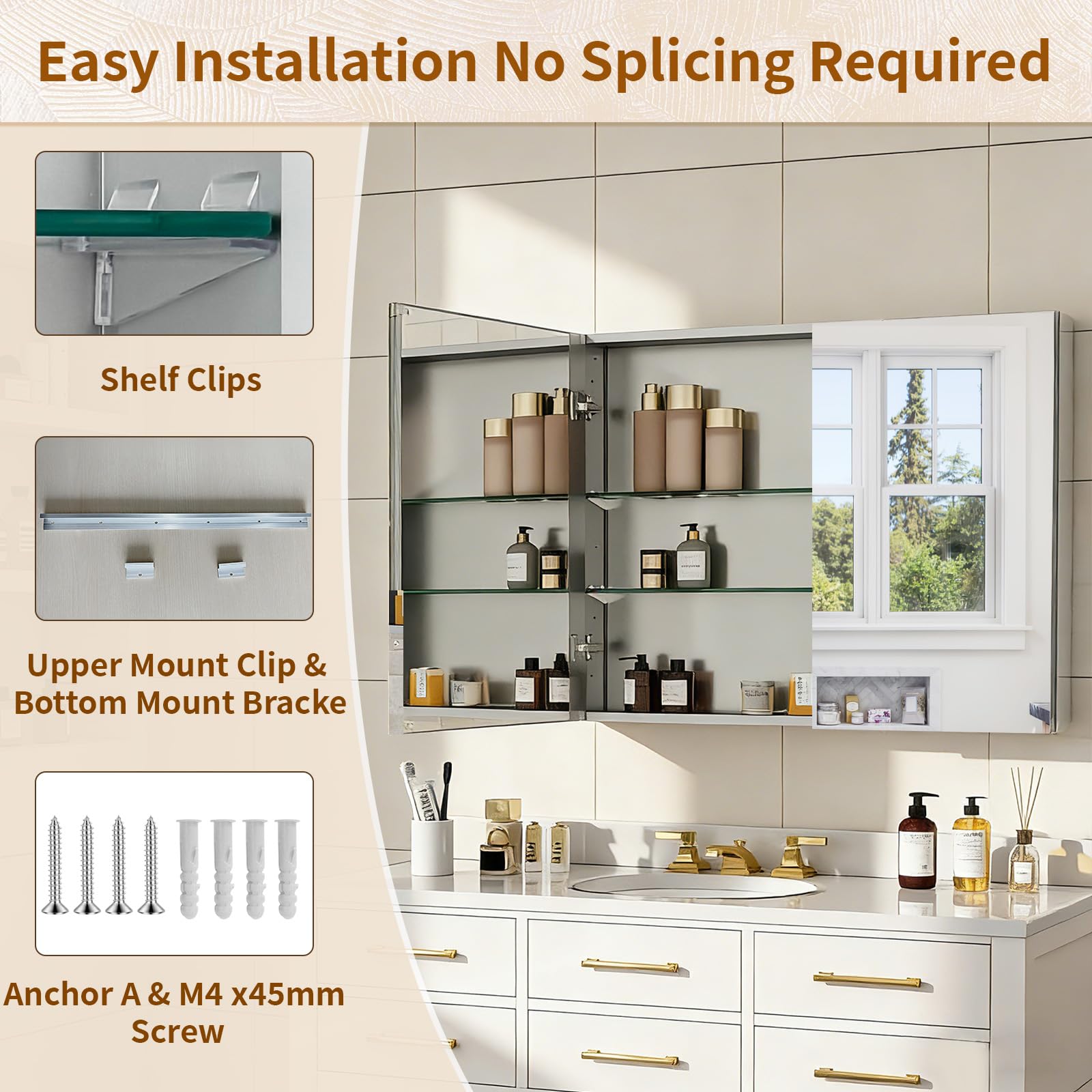 Bathroom Medicine Cabinet with Mirror and Adjustable Shelves