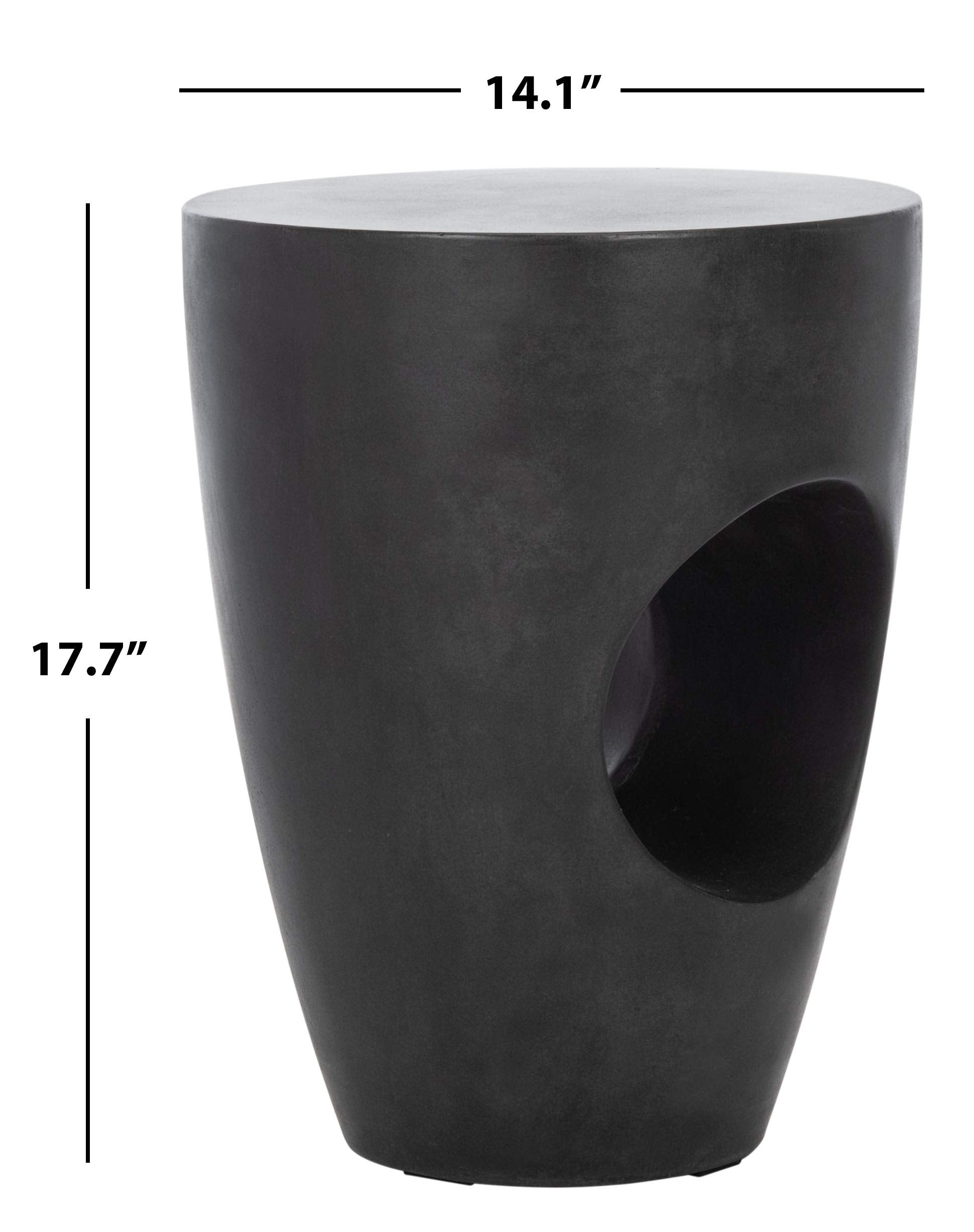 Black Modern Concrete Round Accent Table