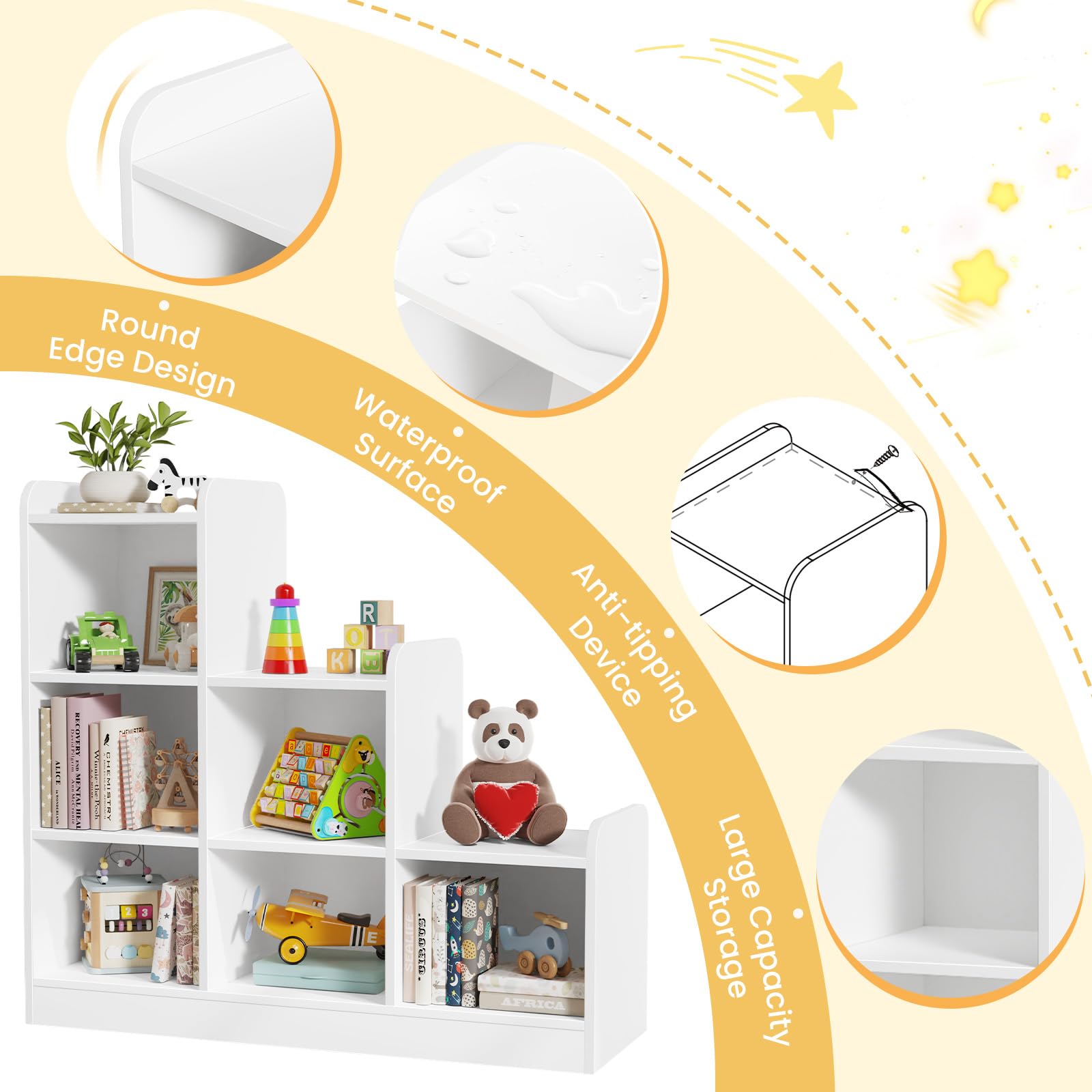 6-Cube Kids Bookshelf and Toy Storage Organizer