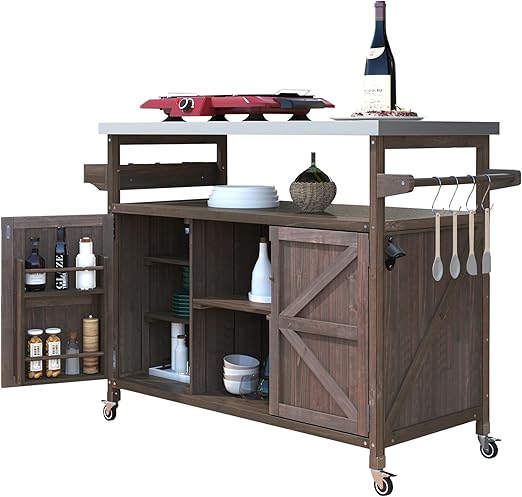 Outdoor Kitchen Island with Stainless Steel Top