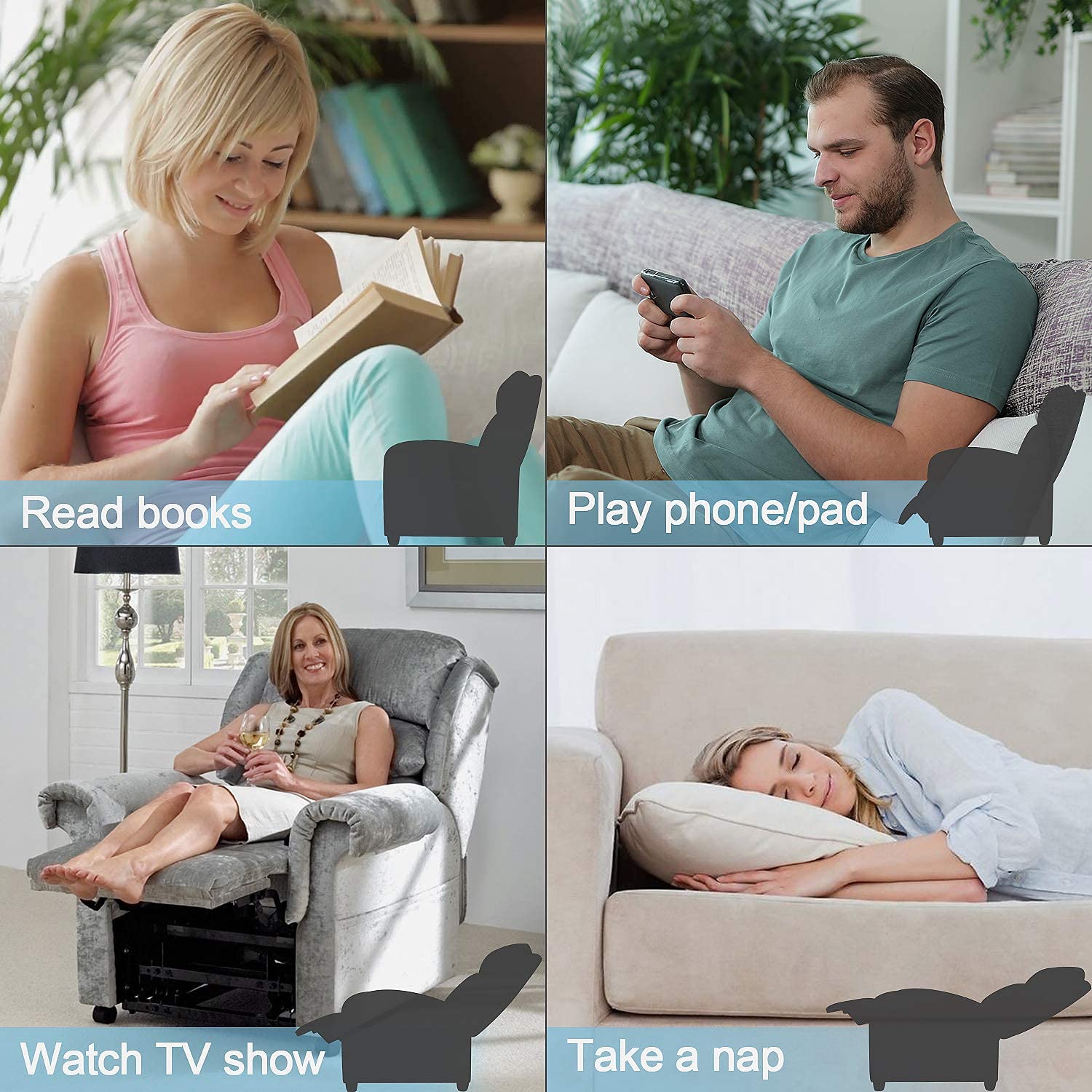 Massage Recliner Chair with Adjustable Footrest