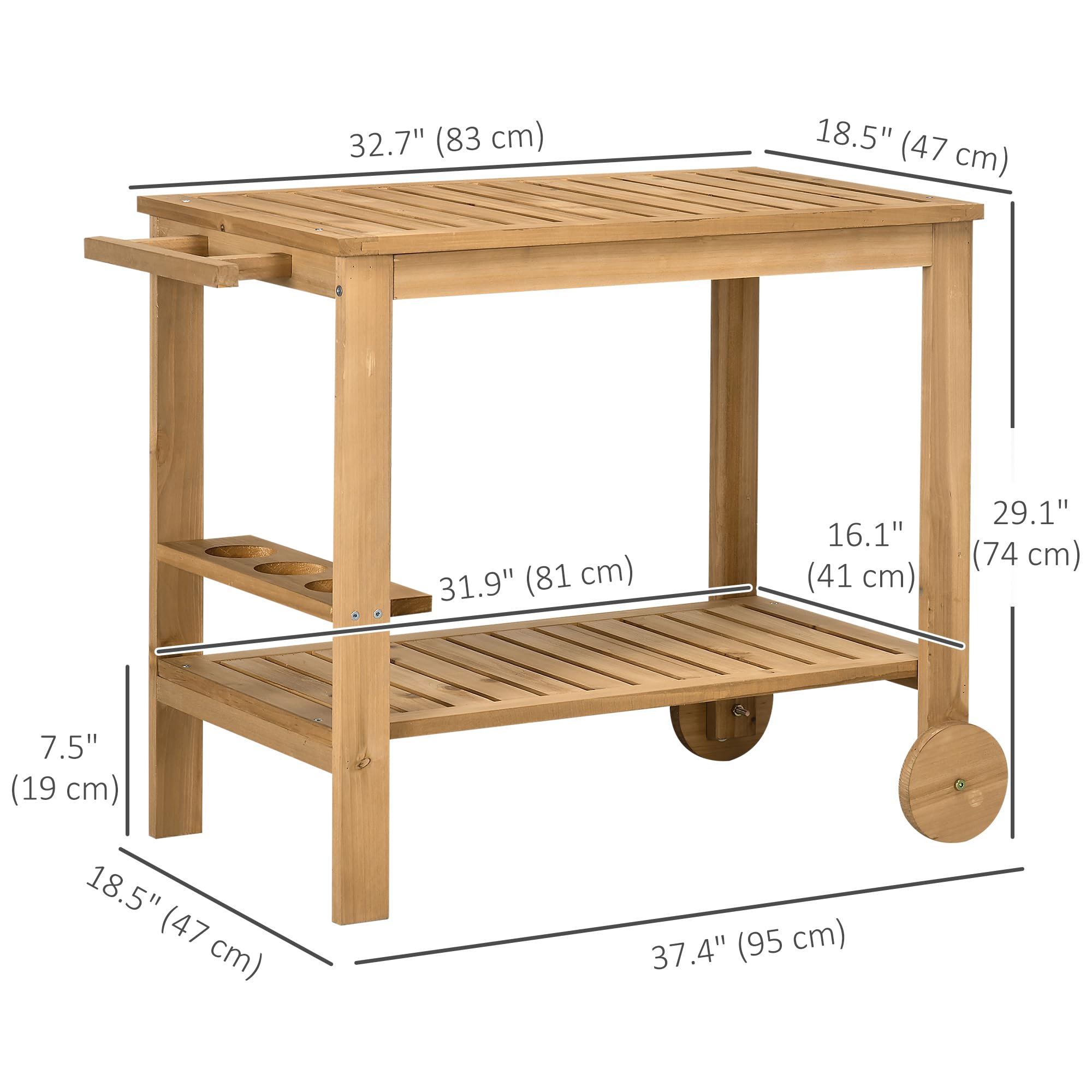 Outdoor Bar Cart with Wine Holders