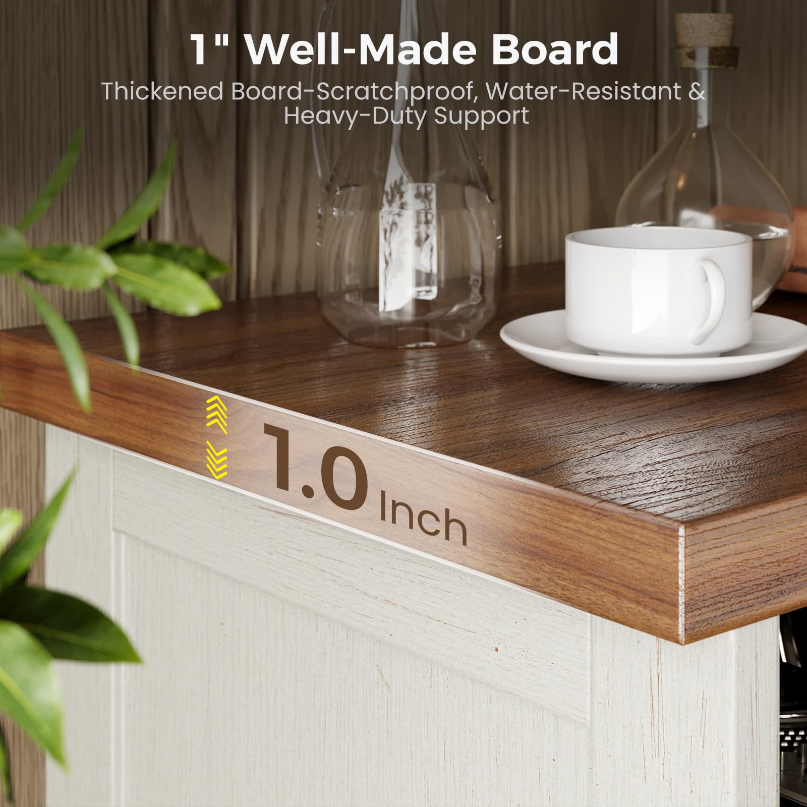 TV Stand for 65 Inch TV with Power Outlet and LED Light