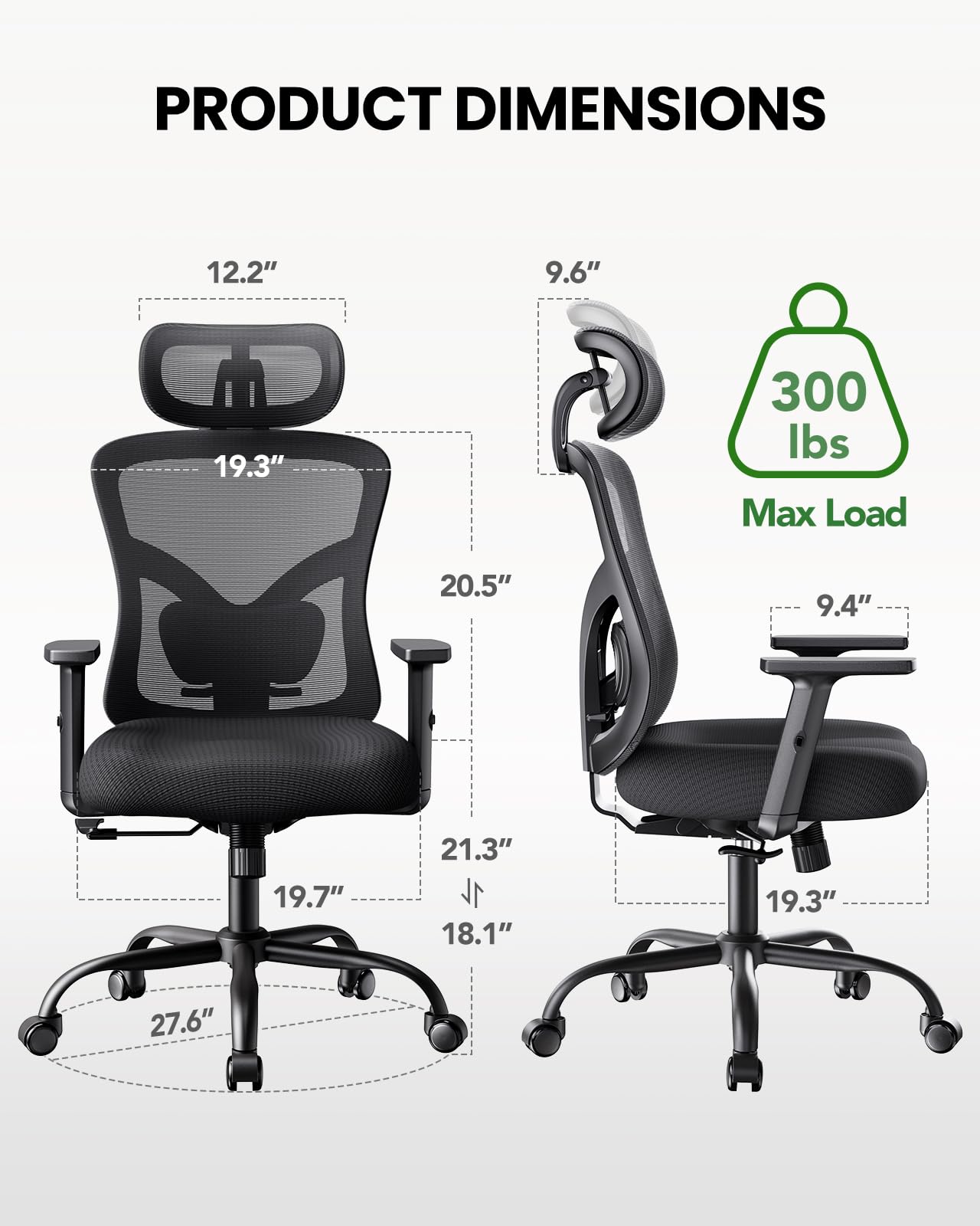 Ergonomic Office Chair with Lumbar Support and Headrest