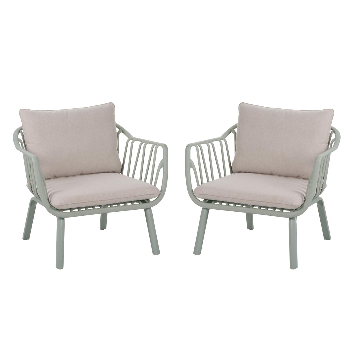 2-Piece Outdoor Bistro Set with Cushioned Armchairs