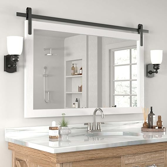 Black Farmhouse Wall Mirror 40x26 Inch